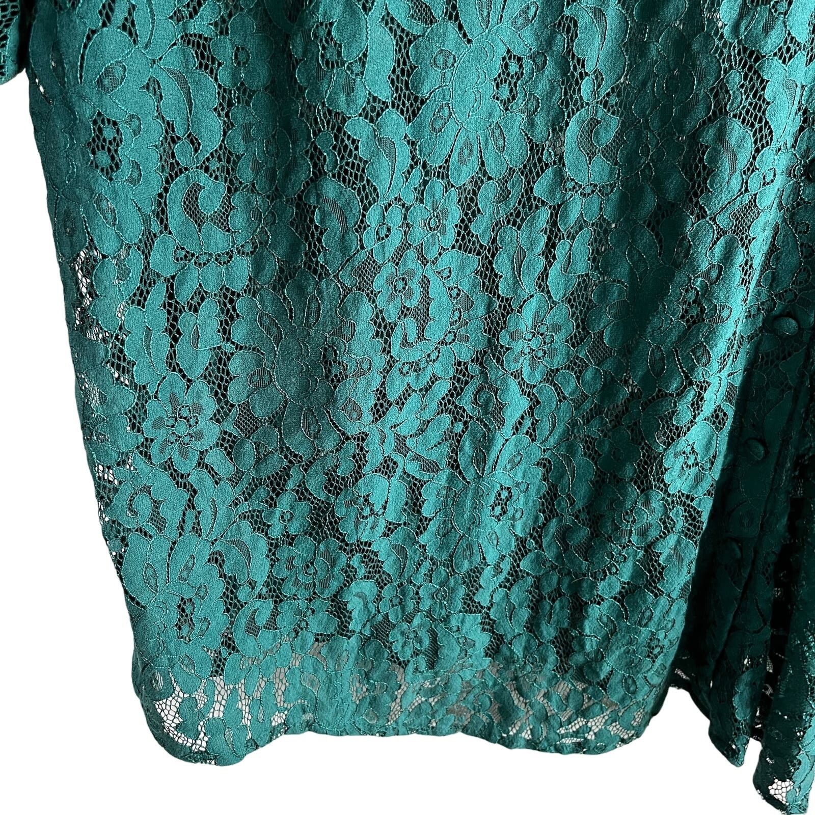 Other Torrid Lace Button Down Green Long Sleeve Top Blouse 5 5X Size 4XL / US 24-26 - 4 Thumbnail