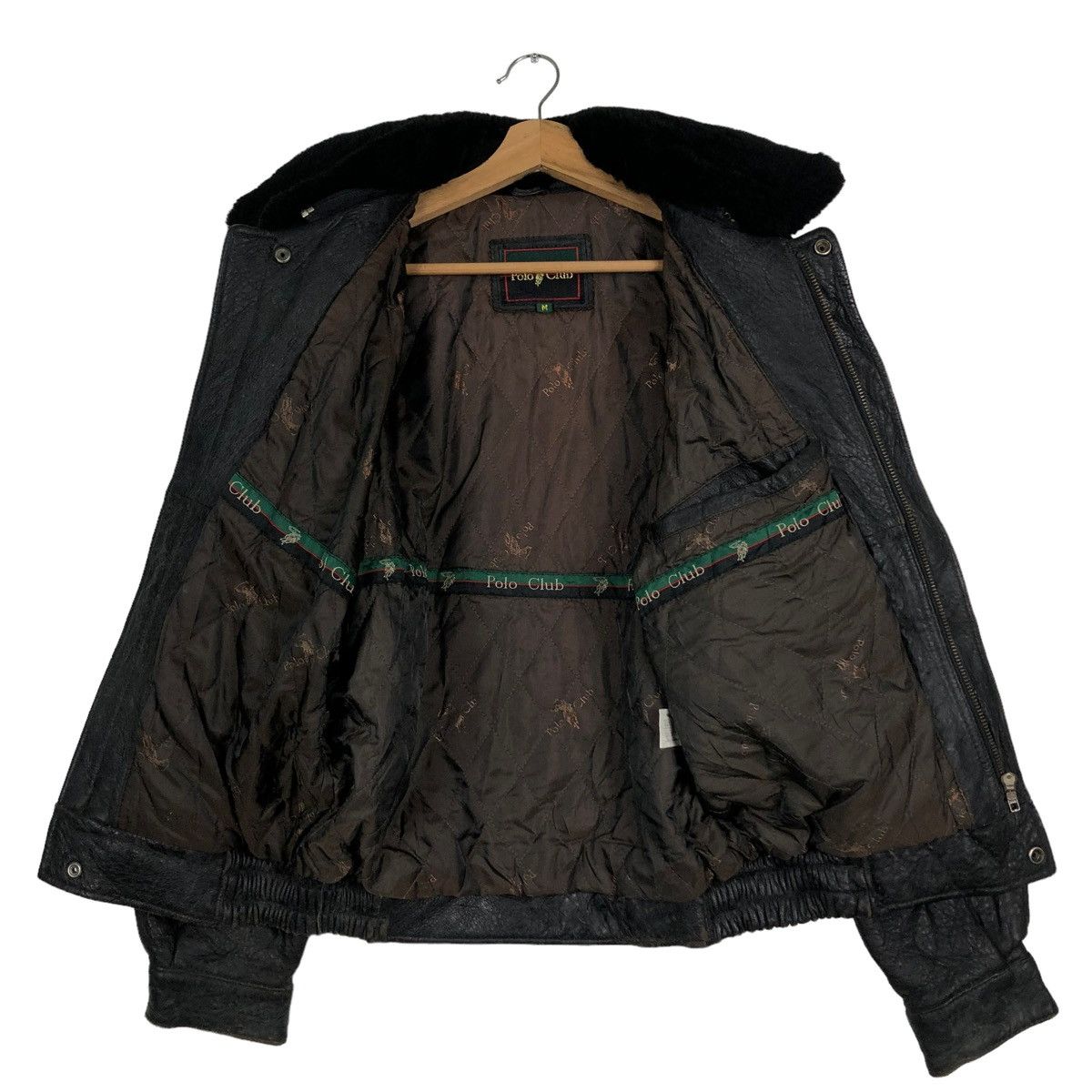 Japanese Brand RICH BLACK - VINTAGE BIKER LEATHER JACKET POLO CLUB BIGLOGO Size US M / EU 48-50 / 2 - 9 Thumbnail