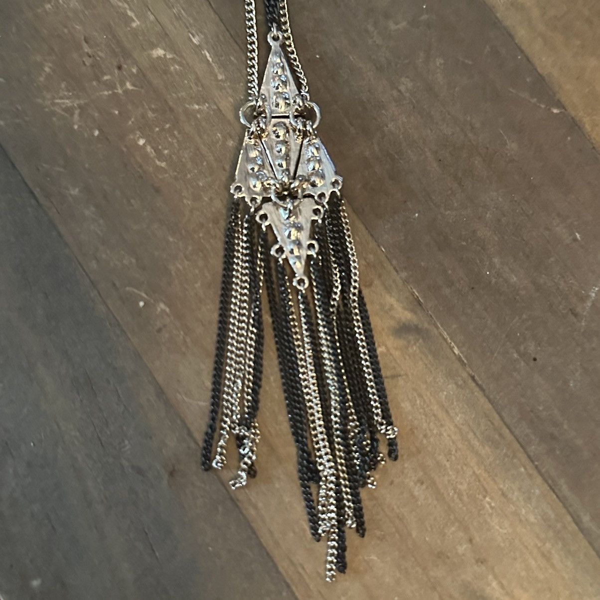 Other BCBGeneration two tone rhinestone geometric tassel necklace Size ONE SIZE - 6 Thumbnail