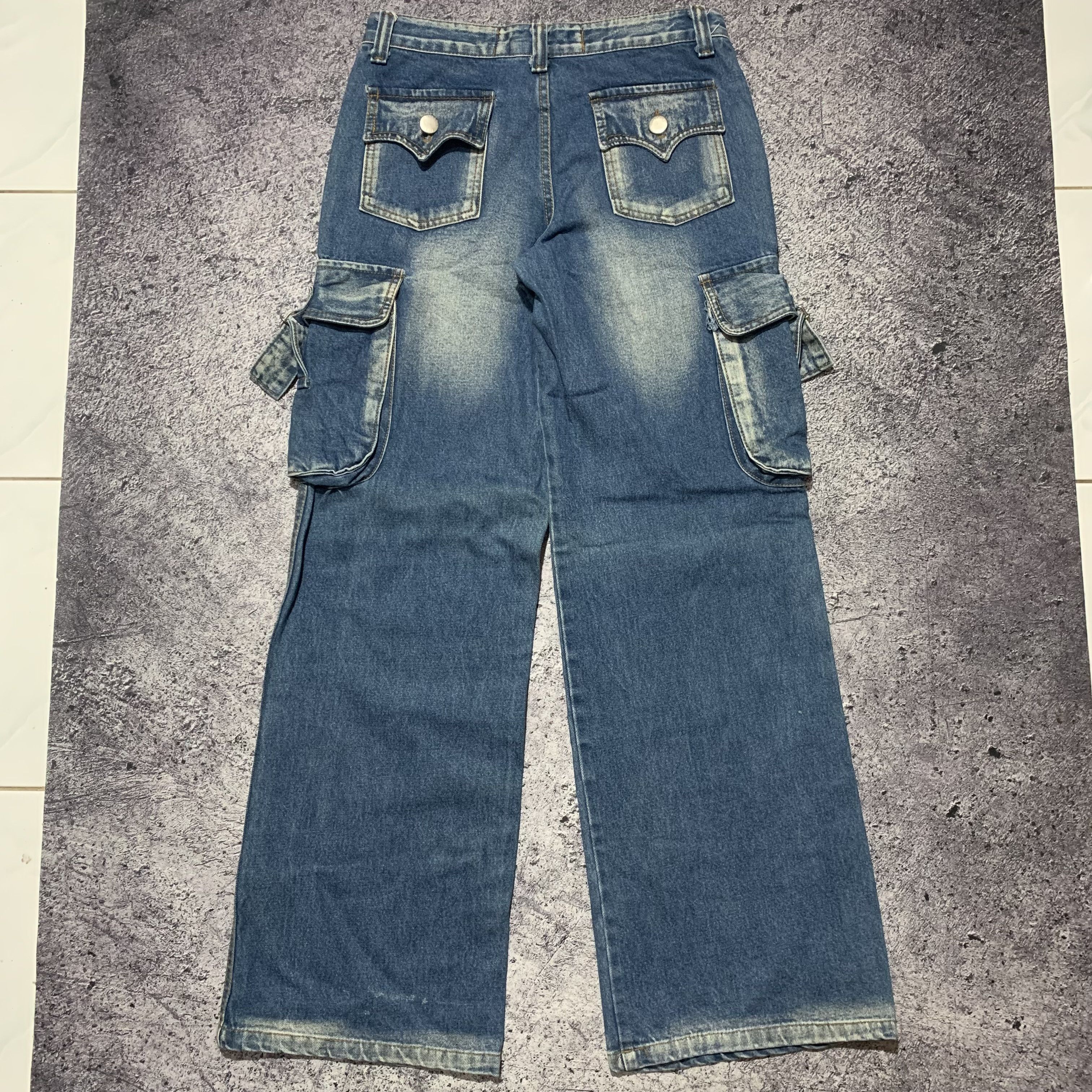 Japanese Brand 2000s Archive Ifsix Tactical Multipocket Wash Jeans Cargo Size US 29 - 2 Thumbnail