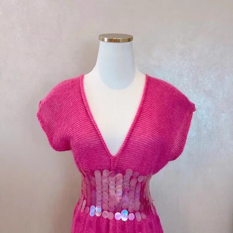 Emporio Armani EMPORIO ARMANI pink knit sequin dress IT38 pre-owned Size XS / US 0-2 / IT 36-38 - 3 Thumbnail