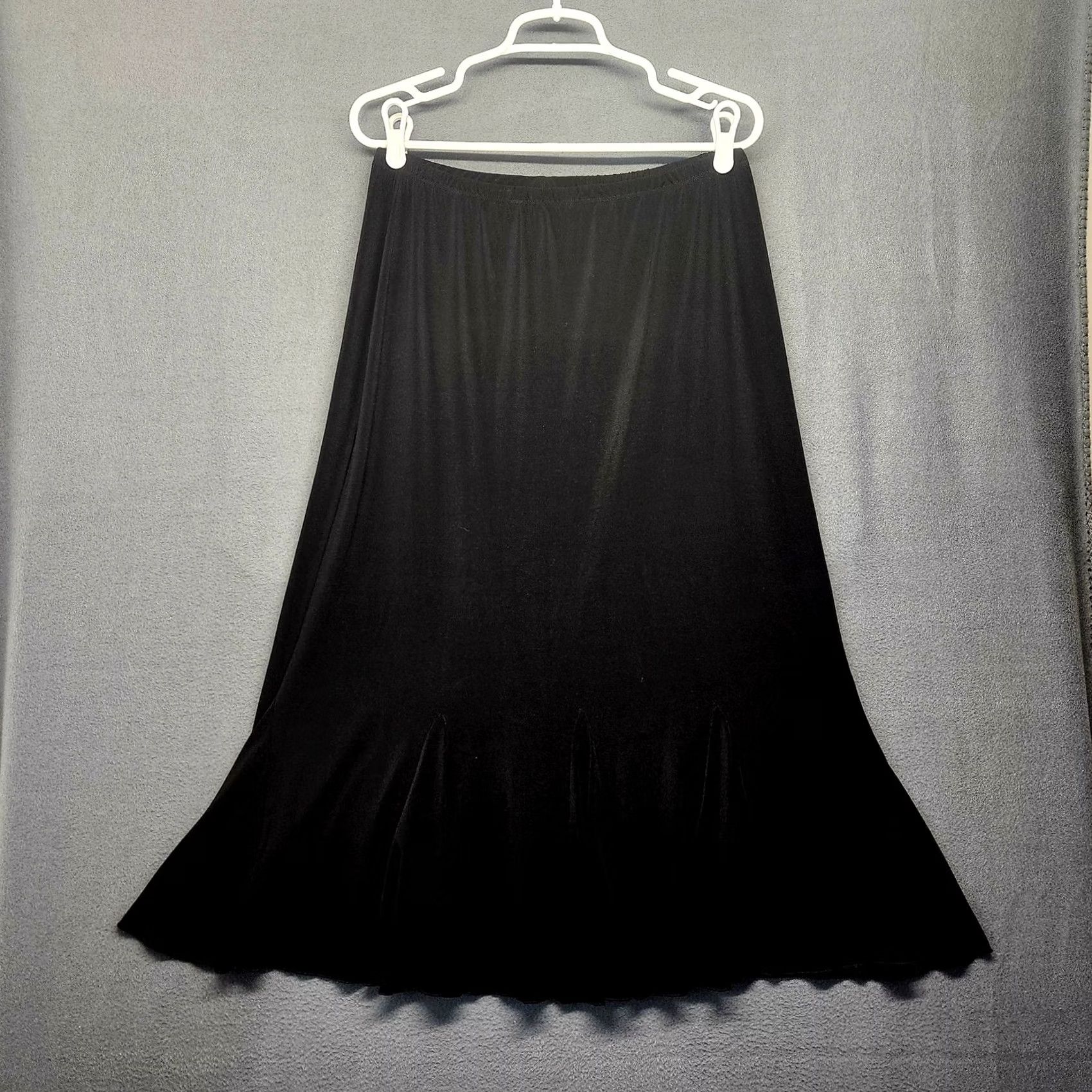 Vintage Nicola Skirt Womens Medium Black Pull On Stretch Flare A-Line Boho Midi Size 32" / US 10 / IT 46 - 2 Thumbnail