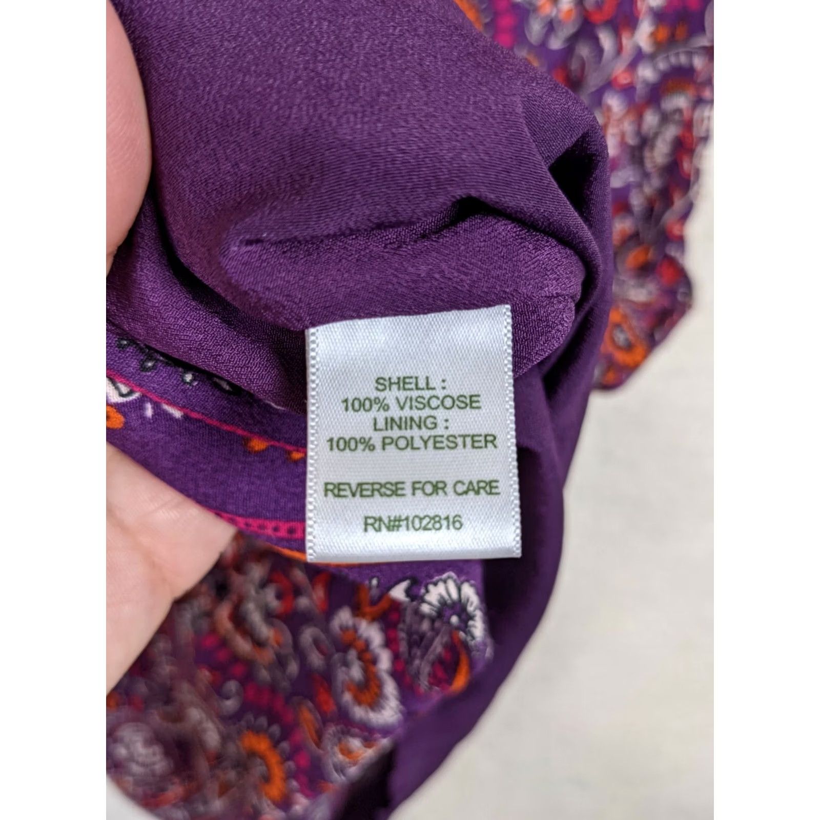 Vintage Garnet Hill Dress Bohemian Purple Floral V-neck 3/4 Sleeve Lined Pockets Sz 6 Womens Dress Size M / US 6-8 / IT 42-44 - 7 Thumbnail