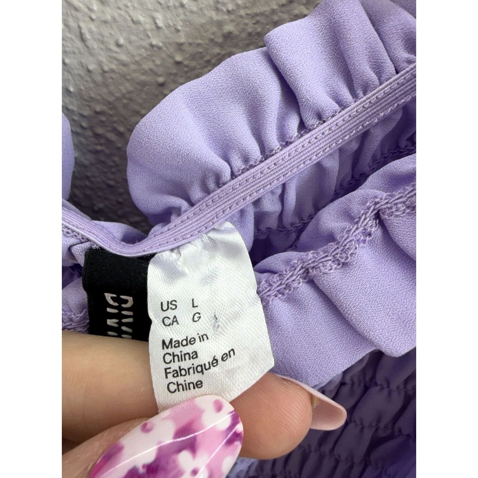 H&M H&M Womens Top L Purple Cropped Smocked Long Sleeve Balloon Sleeve Square Neck Size L / US 10 / IT 46 - 5 Thumbnail