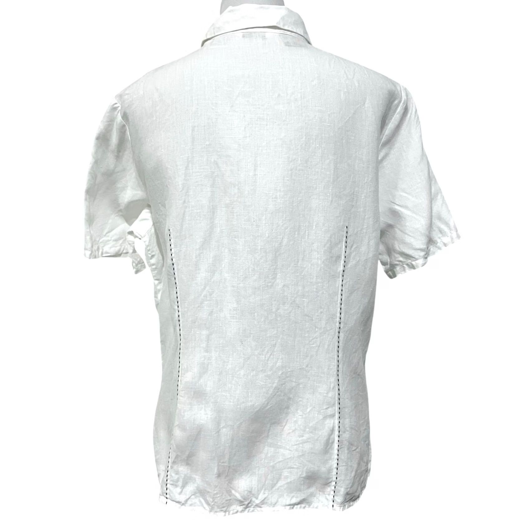 Vintage Richard Malcolm Irish Linen Blouse Button Front Top White Short Sleeve Womens XL Size XL / US 12-14 / IT 48-50 - 6 Thumbnail