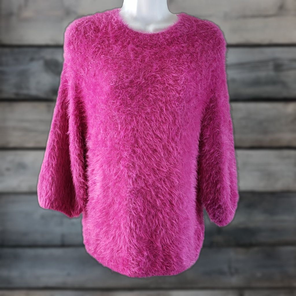 NIC+ZOE NIC+ZOE Womens Eyelash Sweater XS Pink 3/4 Sleeve Pullover Knit Rolling? Size XS / US 0-2 / IT 36-38 - 1 Thumbnail