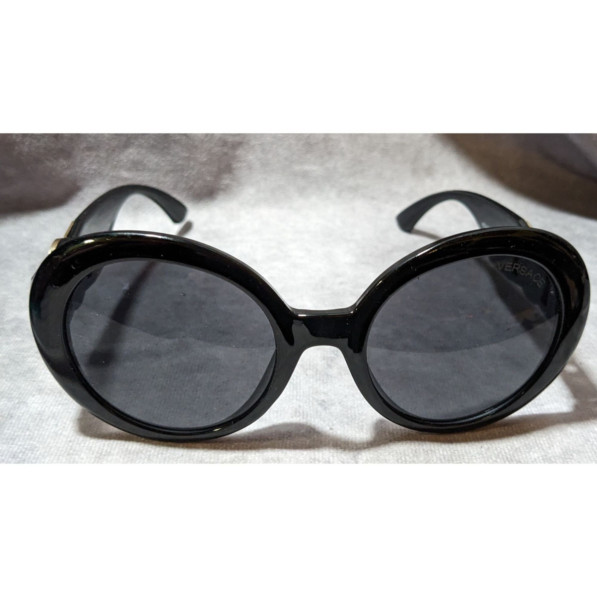 Versace Versace Retro Black And Gold Emblem Oversized Sunglasses Size ONE SIZE - 1 Thumbnail