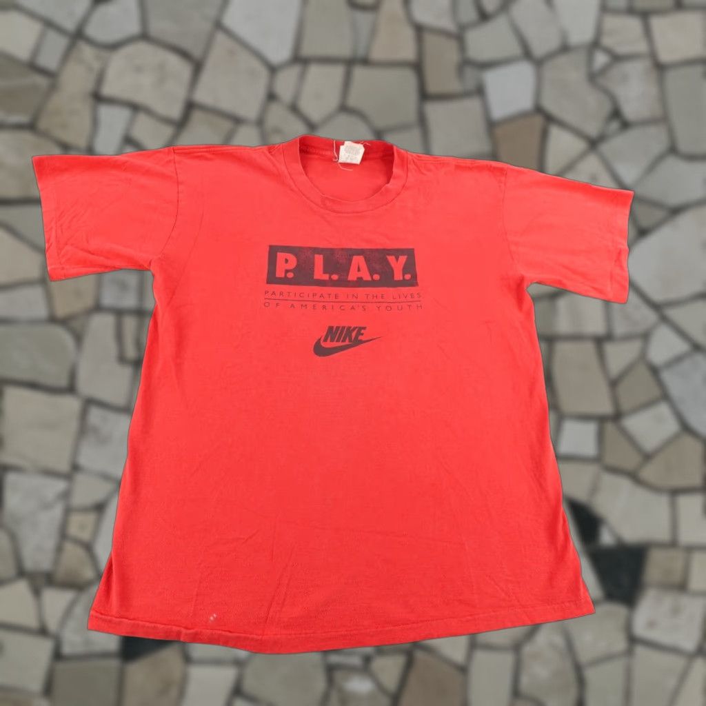 VINTAGE Nike Shirt Graphic Print Mens XL Red 90s Single Stitch Made in USA