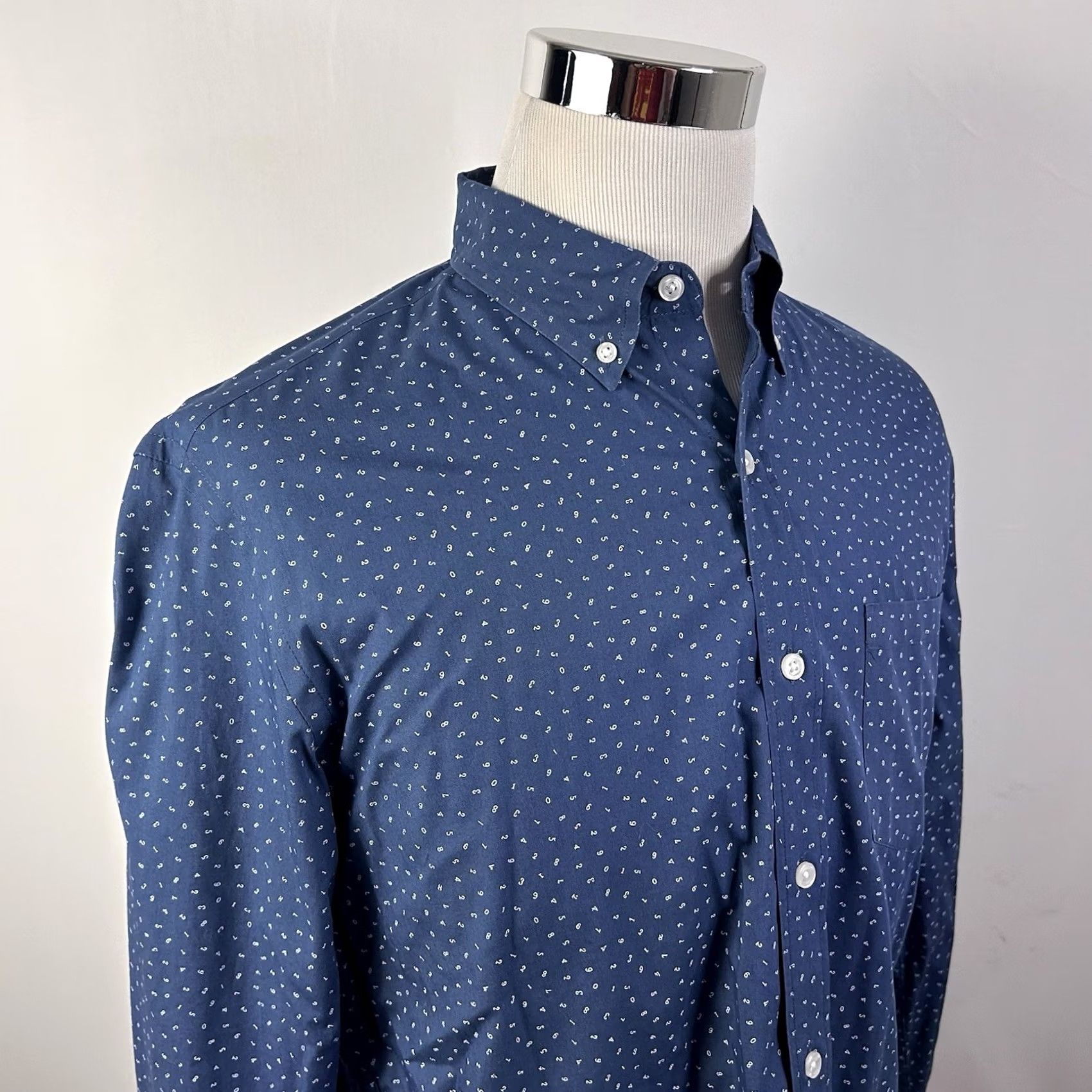 J.Crew J.CREW Shirt Button-Down Blue White Numbers Print Mercantile Flex Casual M Mens Size US M / EU 48-50 / 2 - 2 Thumbnail