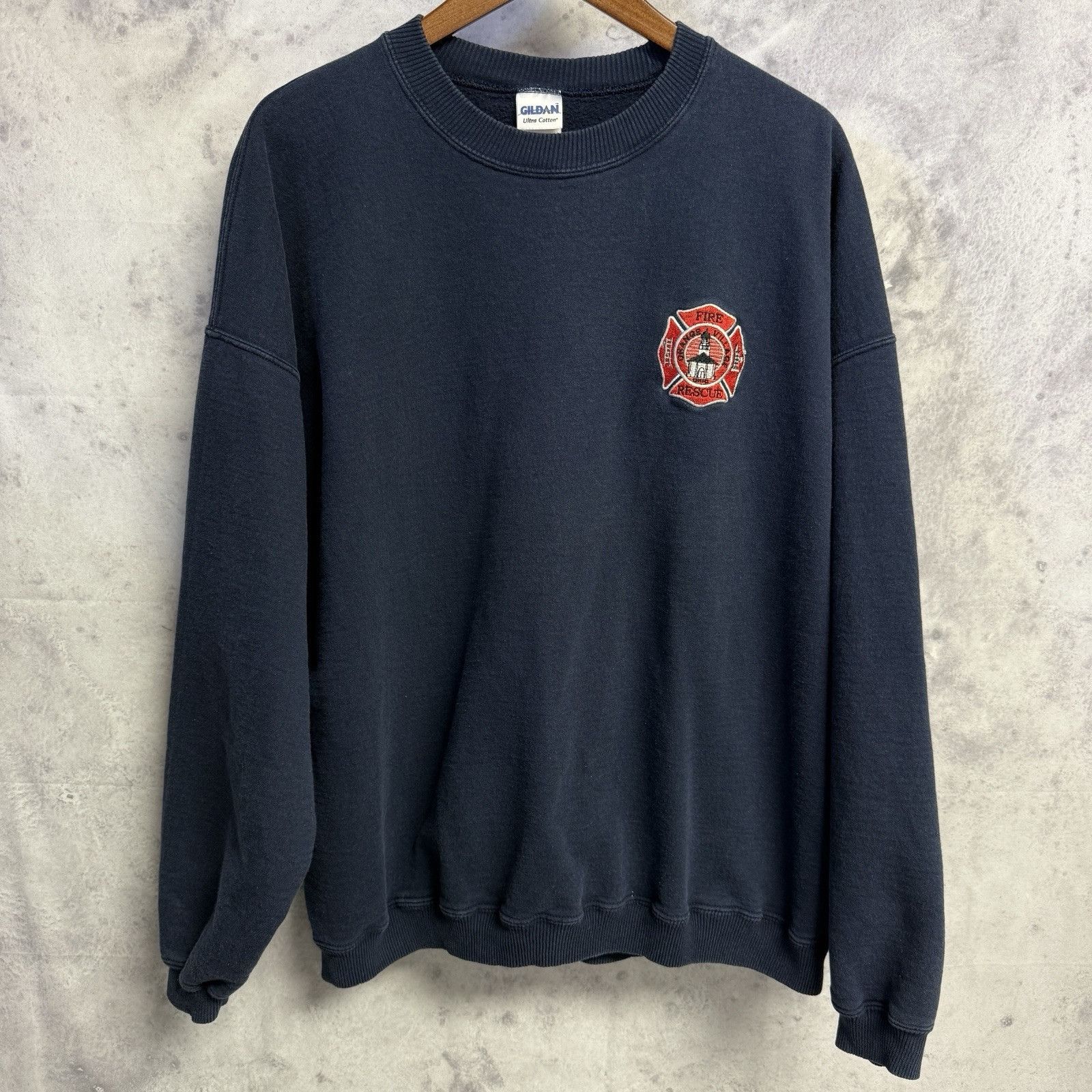 Vintage Vintage Fire Dept Sweatshirt Mens 2XL Blue Embroidered Orang Size US XXL / EU 58 / 5 - 2 Thumbnail
