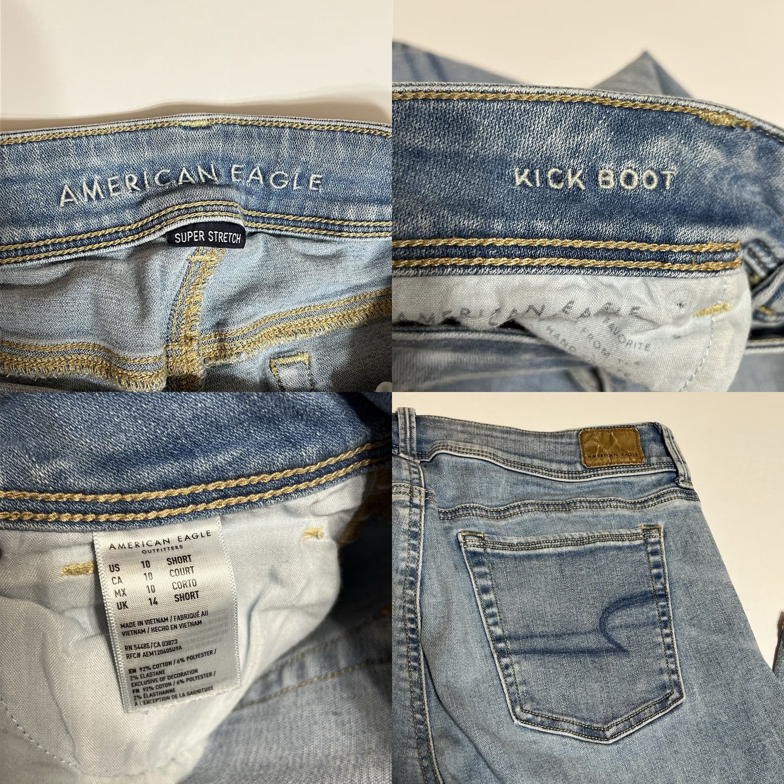 American Eagle Outfitters VINTAGE American Eagle Kick Boot Super Stretch Jeans Women’s 10 Short (31x28) Blue Size 32" / US 10 / IT 46 - 8 Thumbnail
