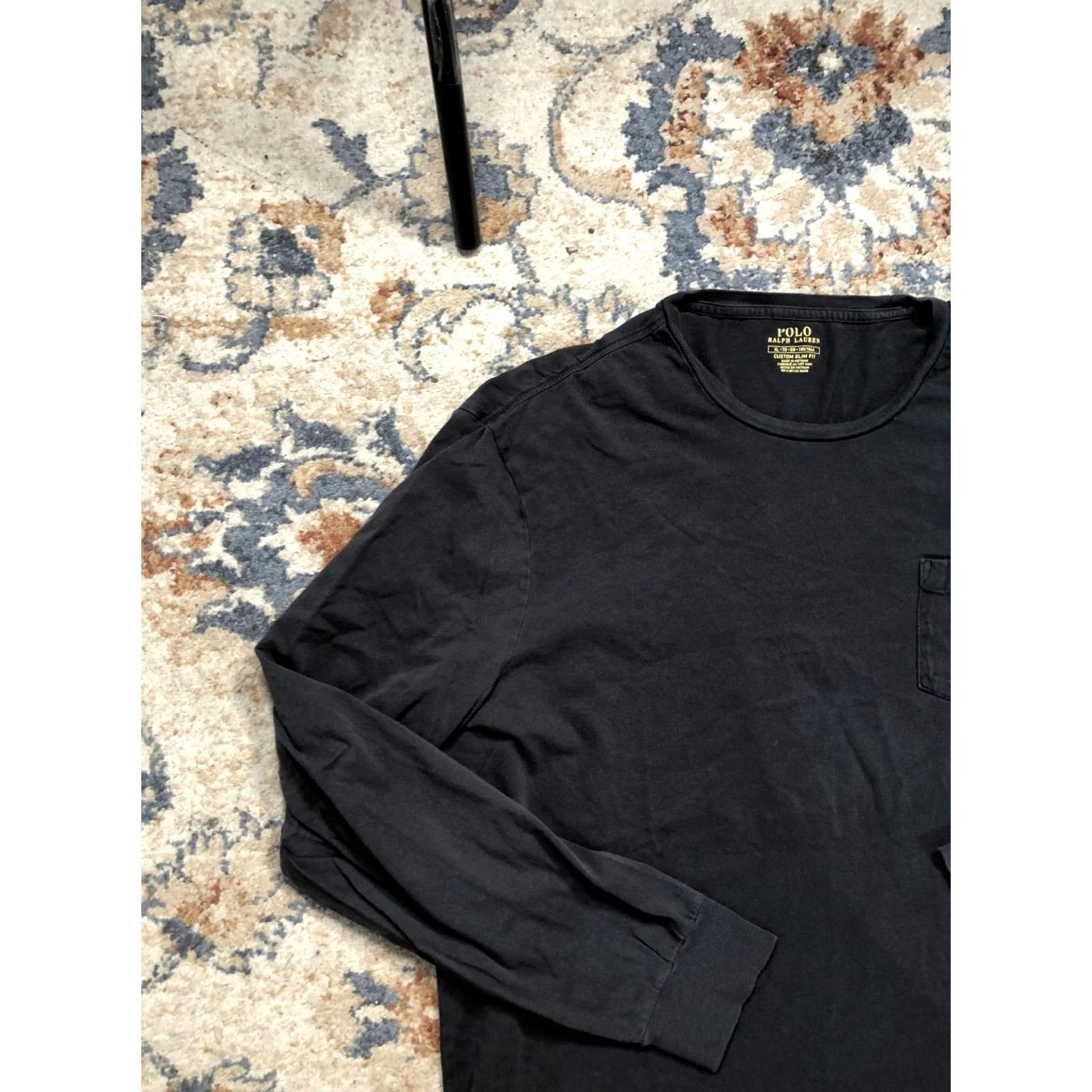 Polo Ralph Lauren Polo Ralph Lauren Shirt Mens XL Black Long Sleeve Pocket Pony Logo Tee Crewneck Size US XL / EU 56 / 4 - 3 Thumbnail