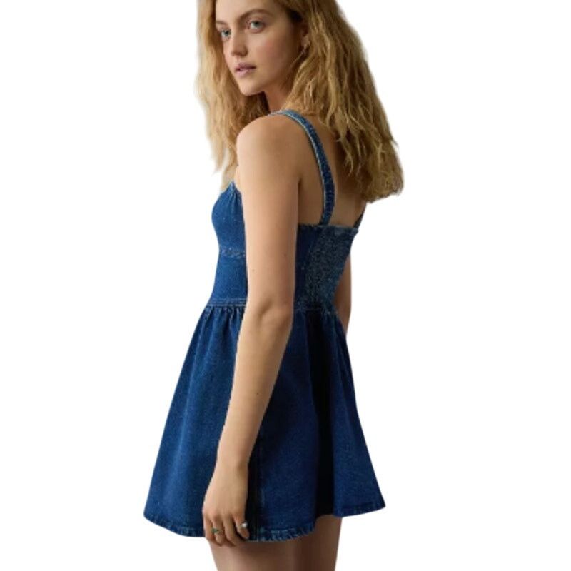 American Eagle Outfitters New American Eagle Womens Medium Sweetheart Denim Mini Dress Size M / US 6-8 / IT 42-44 - 4 Thumbnail