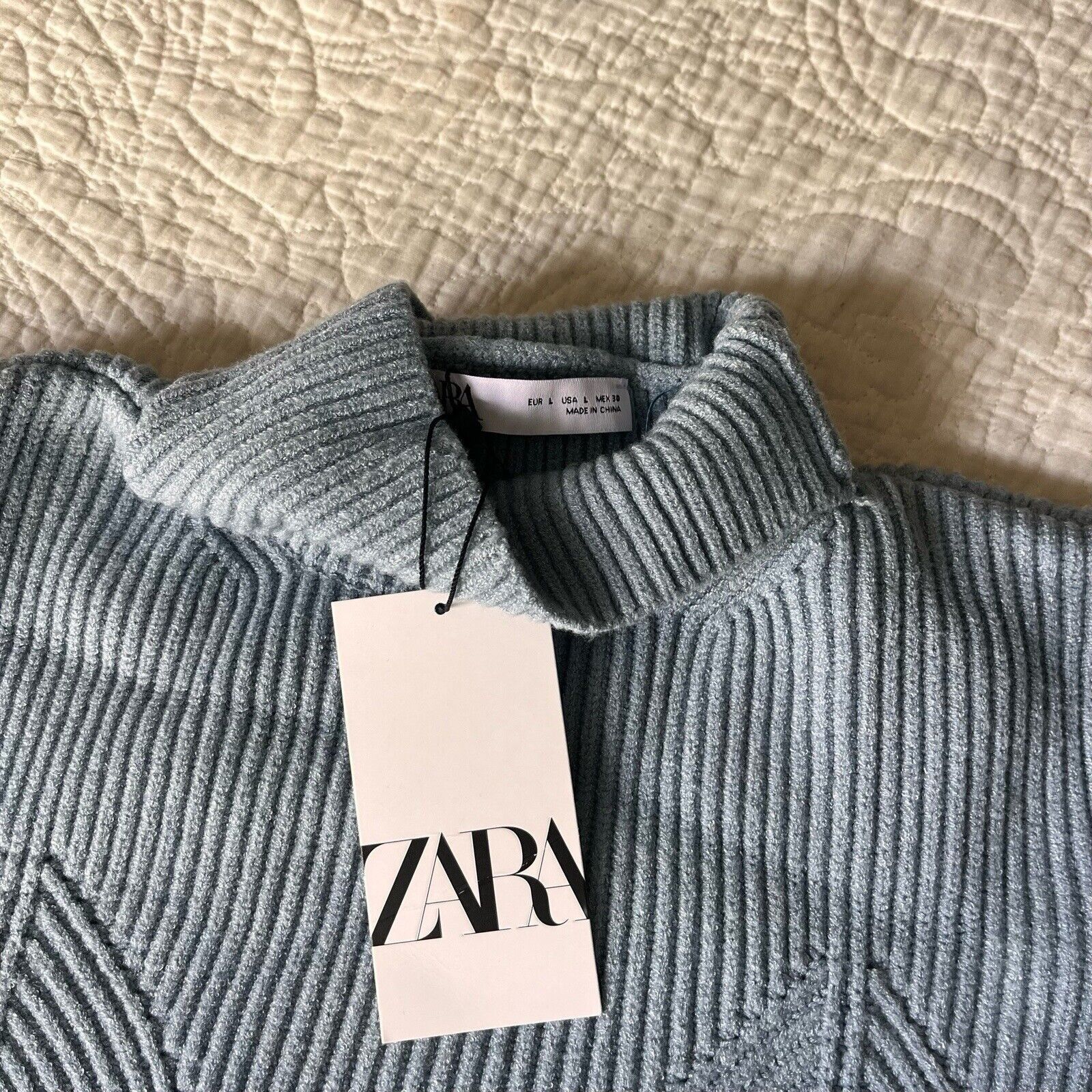Zara Zara Womens Long Sleeve Turtleneck Midi Sweater Dress Blue S Size L / US 10 / IT 46 - 4 Thumbnail