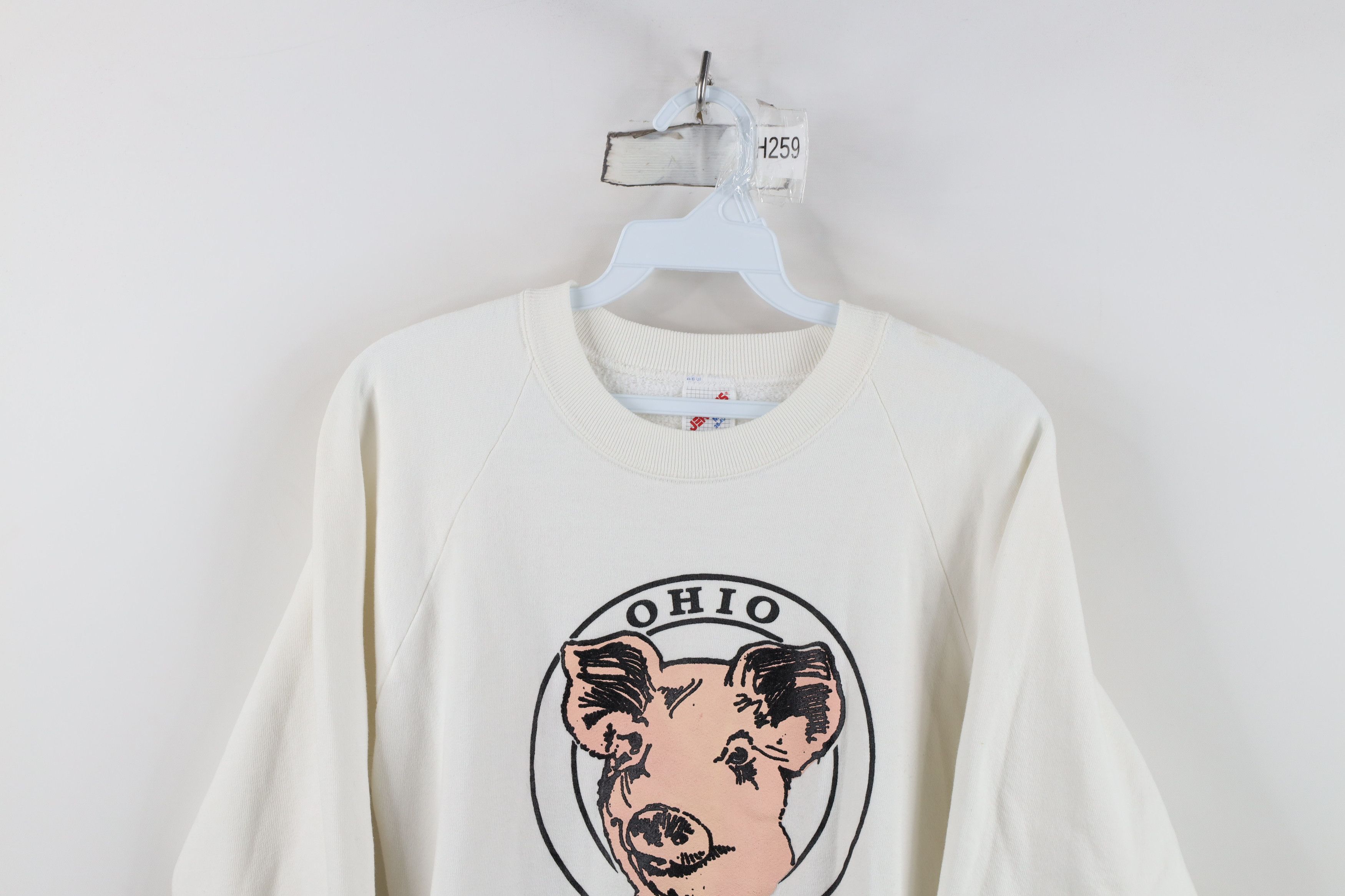 Vintage Vintage 90s Spell Out Ohio Pig Crewneck Sweatshirt White USA Size M / US 6-8 / IT 42-44 - 2 Thumbnail