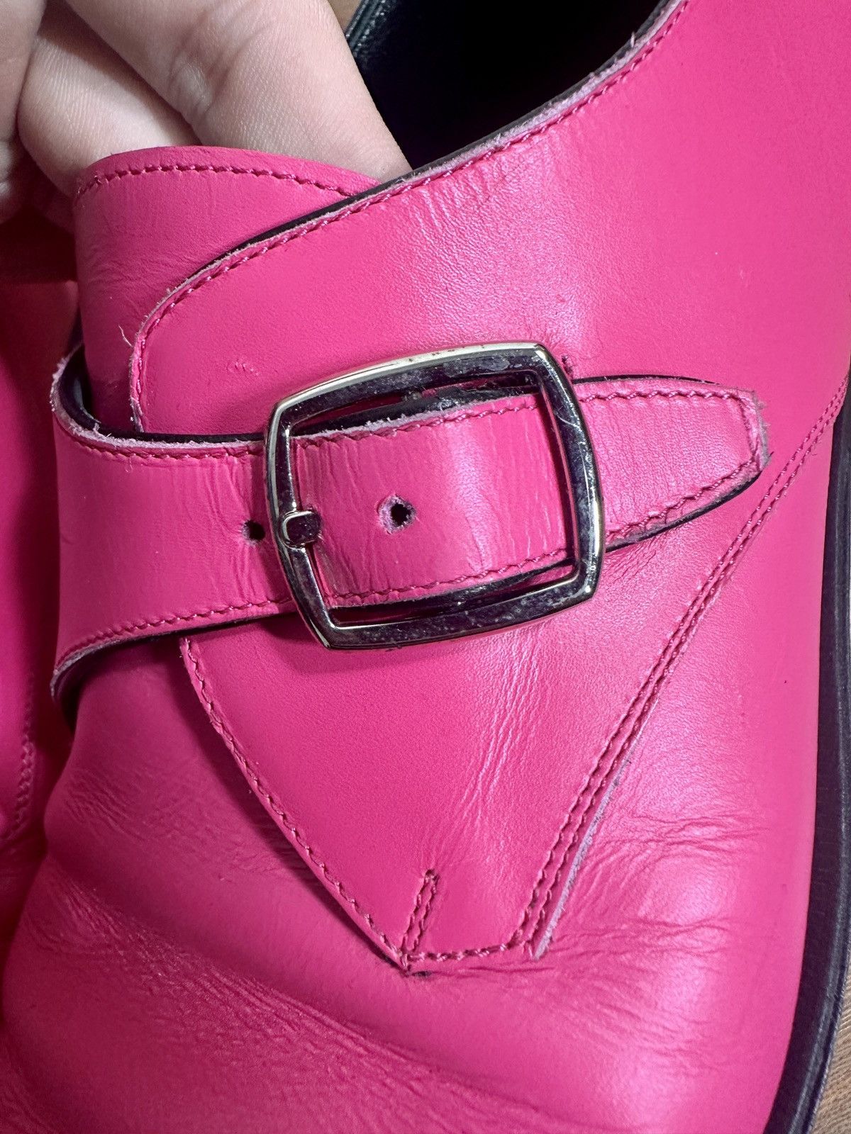 Celine × Hedi Slimane SS19 CELINE by HEDI HOT PINK JACNO MONKSTRAP BUCKLE DERBY Size US 8 / EU 41 - 7 Thumbnail