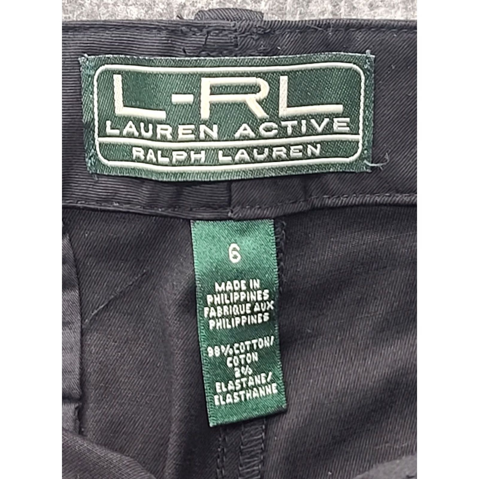 Ralph Lauren Lauren Ralph Lauren Active Pants Womens 6 29x29 Regular Straight Leg Cargo Black Cotton Spandex Knit Zip Button Pockets Casual Workwear Size 28" / US 6 / IT 42 - 2 Thumbnail
