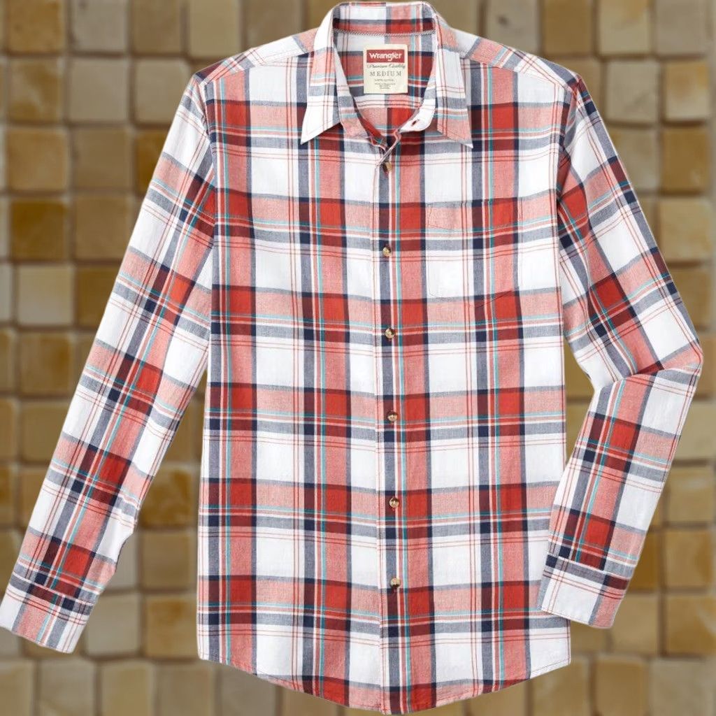 Wrangler Wrangler Plaid Shirt Regular Fit Red M Mens Shirt Button-Front Long Sleeve 100% Cotton Size US M / EU 48-50 / 2 - 1 Preview