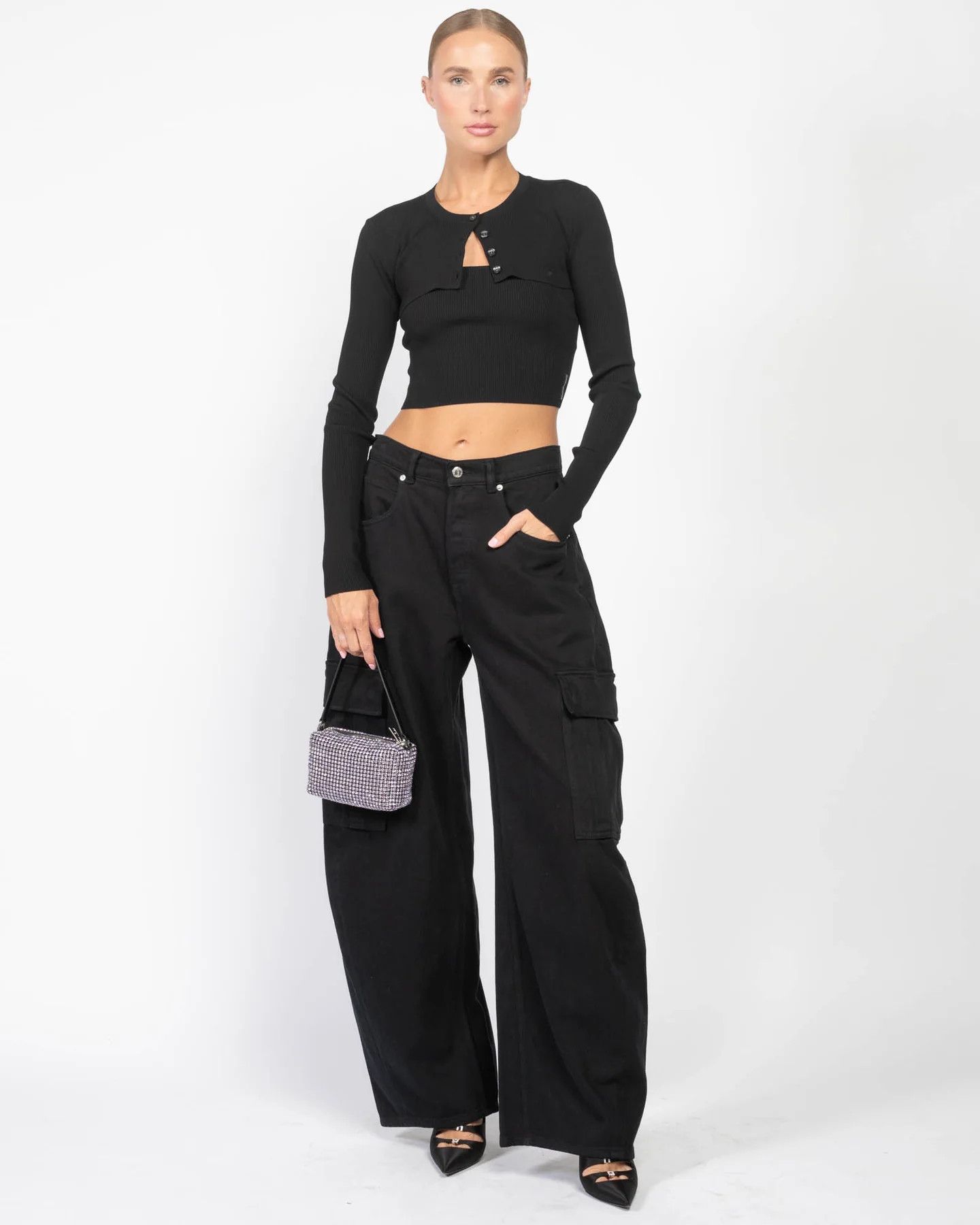 Alexander Wang o1s22i1n0225 Two-Piece Cropped Set in Black Size M / US 6-8 / IT 42-44 - 1 Thumbnail