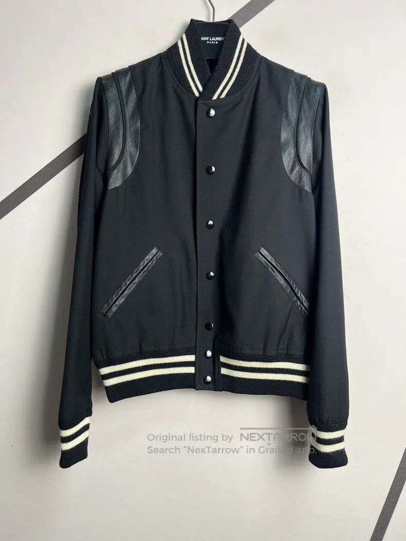 Saint Laurent Paris Saint Laurent Paris Sheepskin Mixed Baseball Jacket Size M / US 6-8 / IT 42-44 - 1 Thumbnail