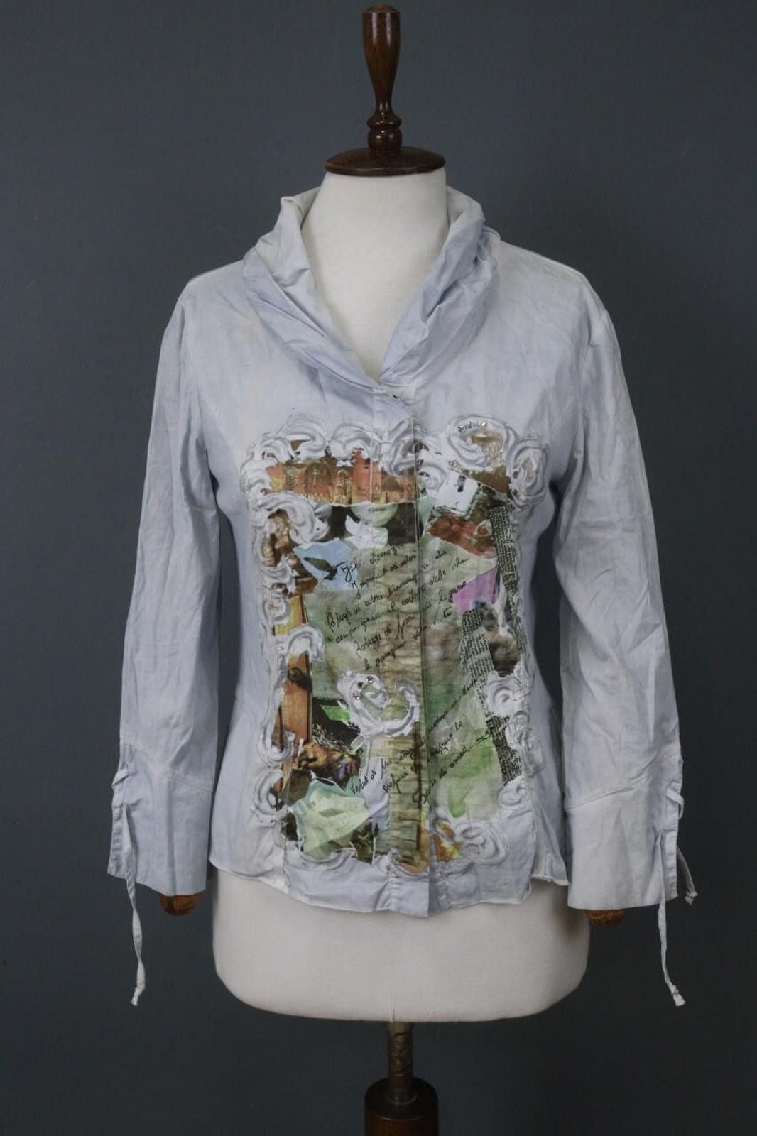 Bottega Veneta Bottega Blue Cotton Graphic Print Lace Up Blouse Top Size S Size S / US 4 / IT 40 - 1 Thumbnail