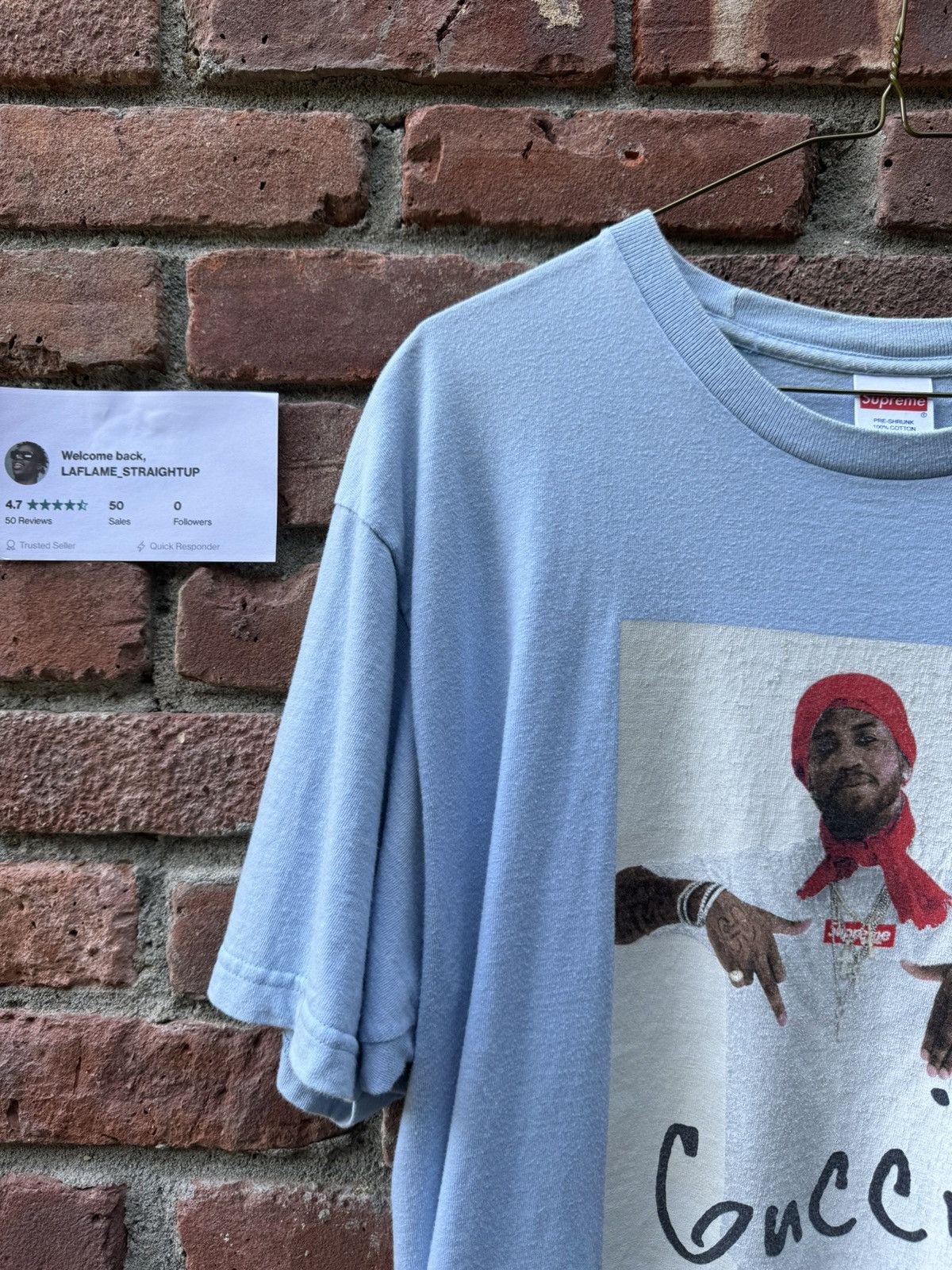 Supreme Gucci Mane Baby Blue Tee FINAL PRICE DROP!! Size US L / EU 52-54 / 3 - 3 Thumbnail