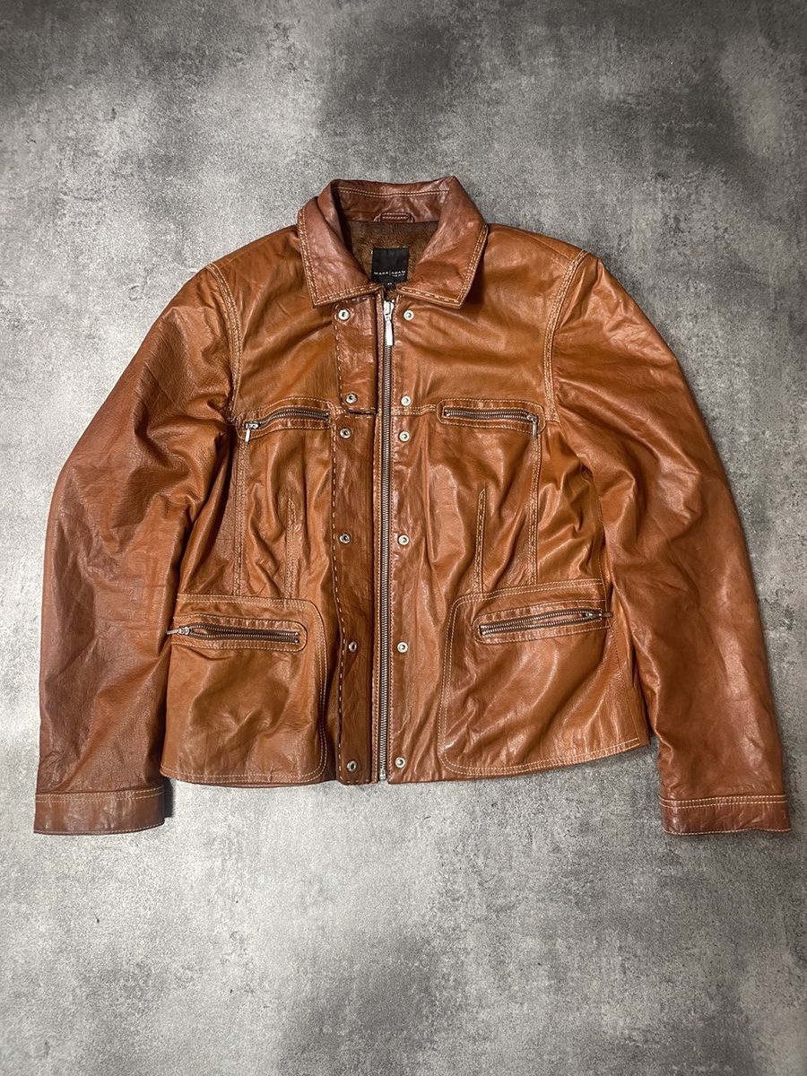 Vintage 🔥Offers🔥Vintage Y2K Real Genuine Leather Jacket Boxy Solid Size S / US 4 / IT 40 - 2 Thumbnail