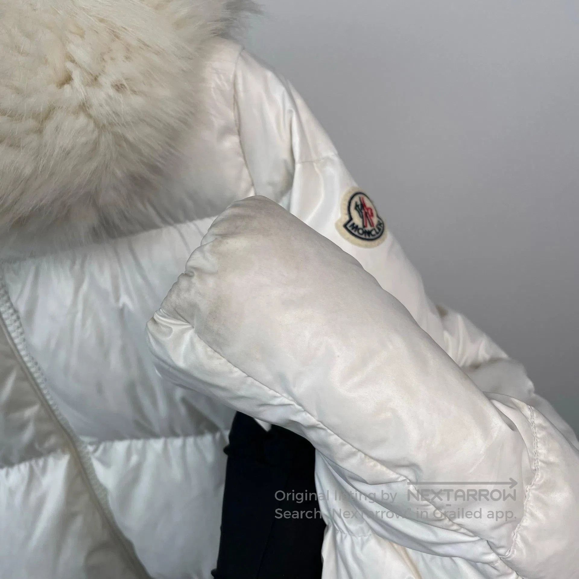 Moncler Moncler Laiche White Fur Collar Down Jacket. Size L / US 10 / IT 46 - 4 Thumbnail