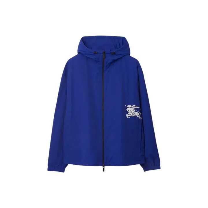 Burberry Burberry Blue Hooded Jacket with Logo Size US XL / EU 56 / 4 - 1 Thumbnail
