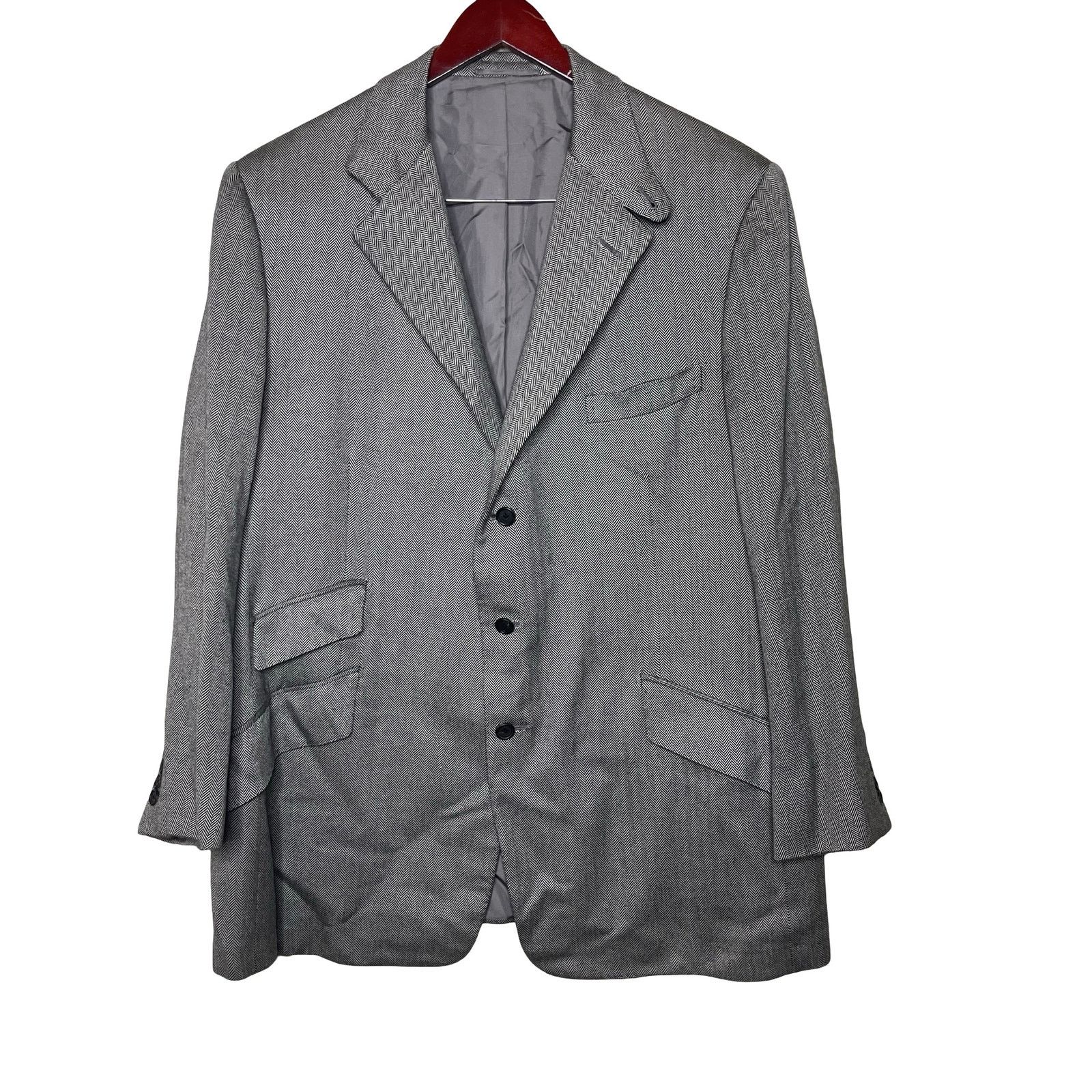 Ralph Lauren Purple Label Ralph Lauren Purple label Grey Herringbone silk cashmere Size 46R - 1 Thumbnail