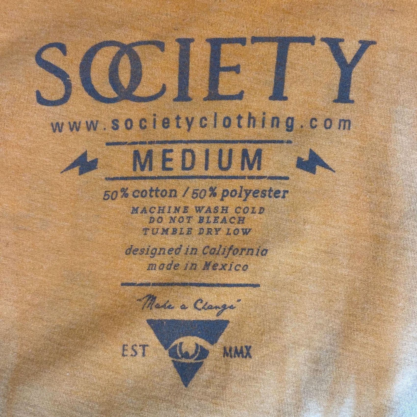 Vintage Society Shirt Mens M Orange Ombre V 2K Style Tee Size US M / EU 48-50 / 2 - 6 Thumbnail