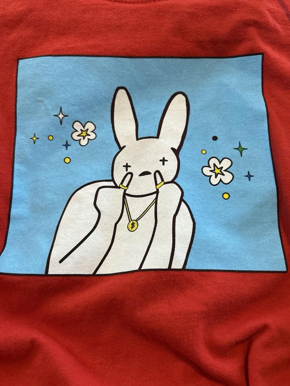 Gildan Bad Bunny Pop Cartoon Long-Sleeve Hot Topic T-Shirt Sz Med Size US M / EU 48-50 / 2 - 7 Thumbnail
