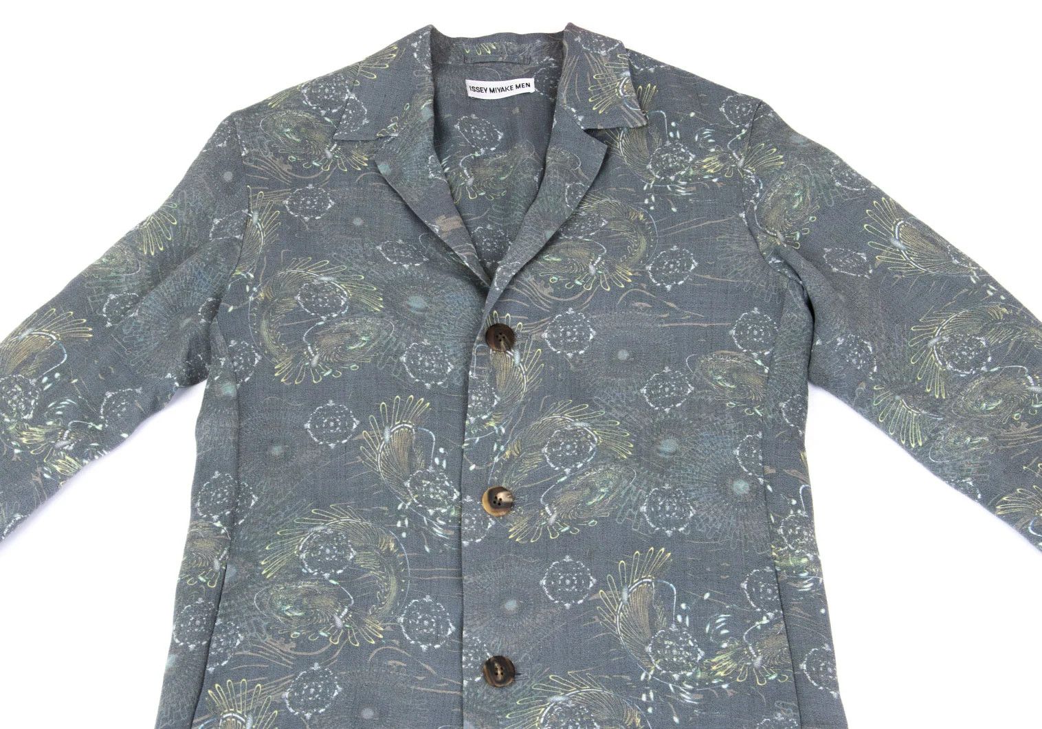 Issey Miyake Cyber Print Linen-Poly Summer Coat in Light Gray M Size US M / EU 48-50 / 2 - 2 Thumbnail