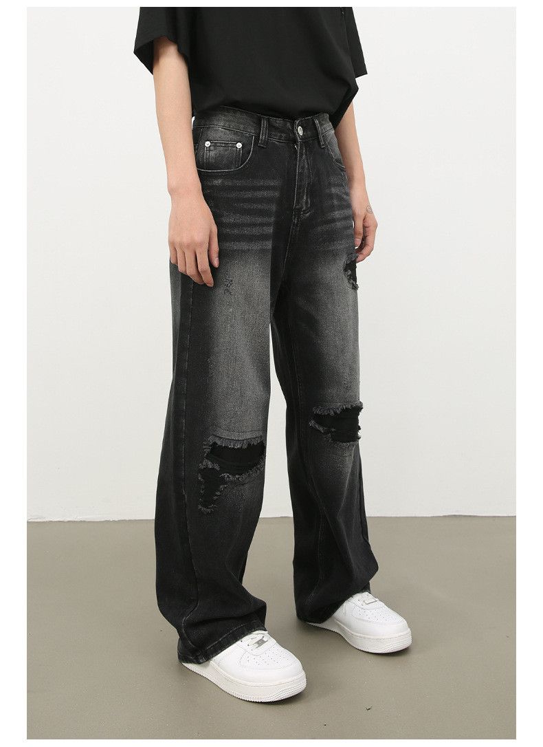 Japanese Brand × Jean American street loose straight-leg ripped washed jeans Size US 32 / EU 48 - 5 Thumbnail