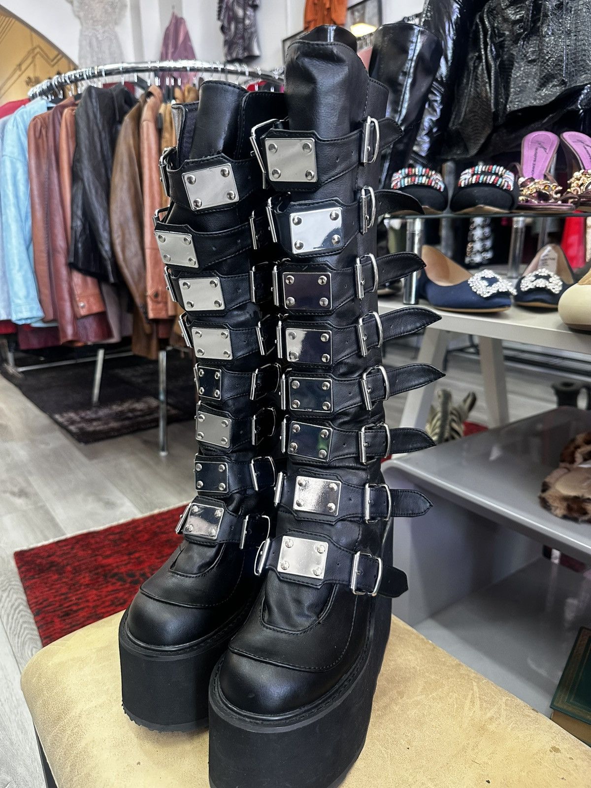 Demonia Cult Demonia Black Platform Boot Size US 9 / IT 39 - 1 Thumbnail