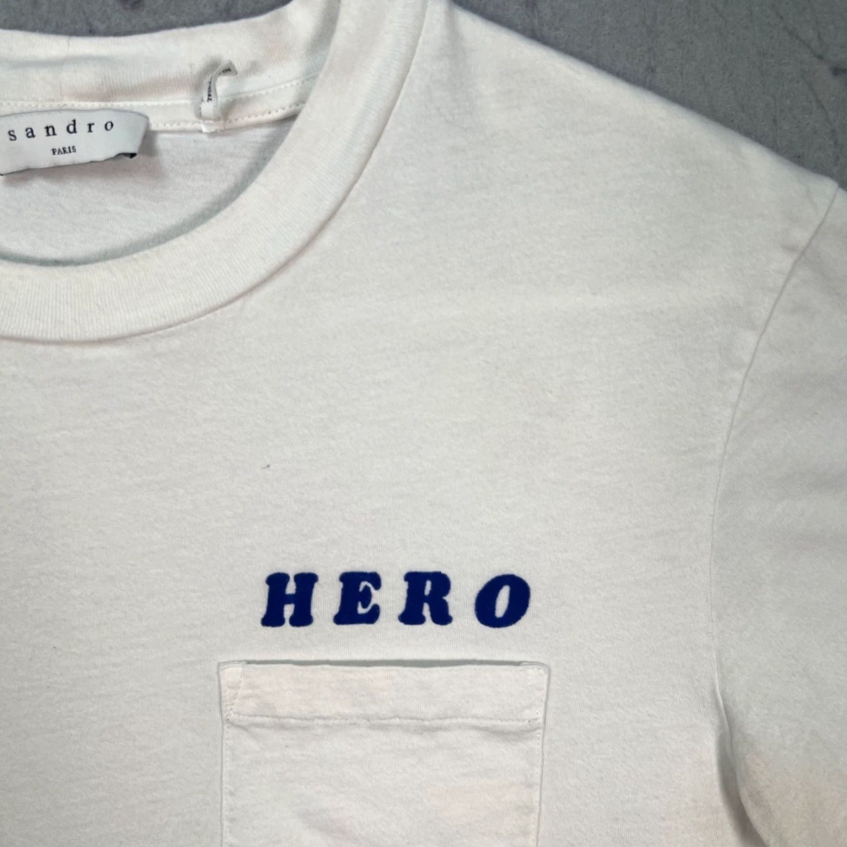 Sandro Sandro Shirt Womens M White "Hero" Graphic Pocket T-Shirt 100% Cotton Size M / US 6-8 / IT 42-44 - 4 Thumbnail