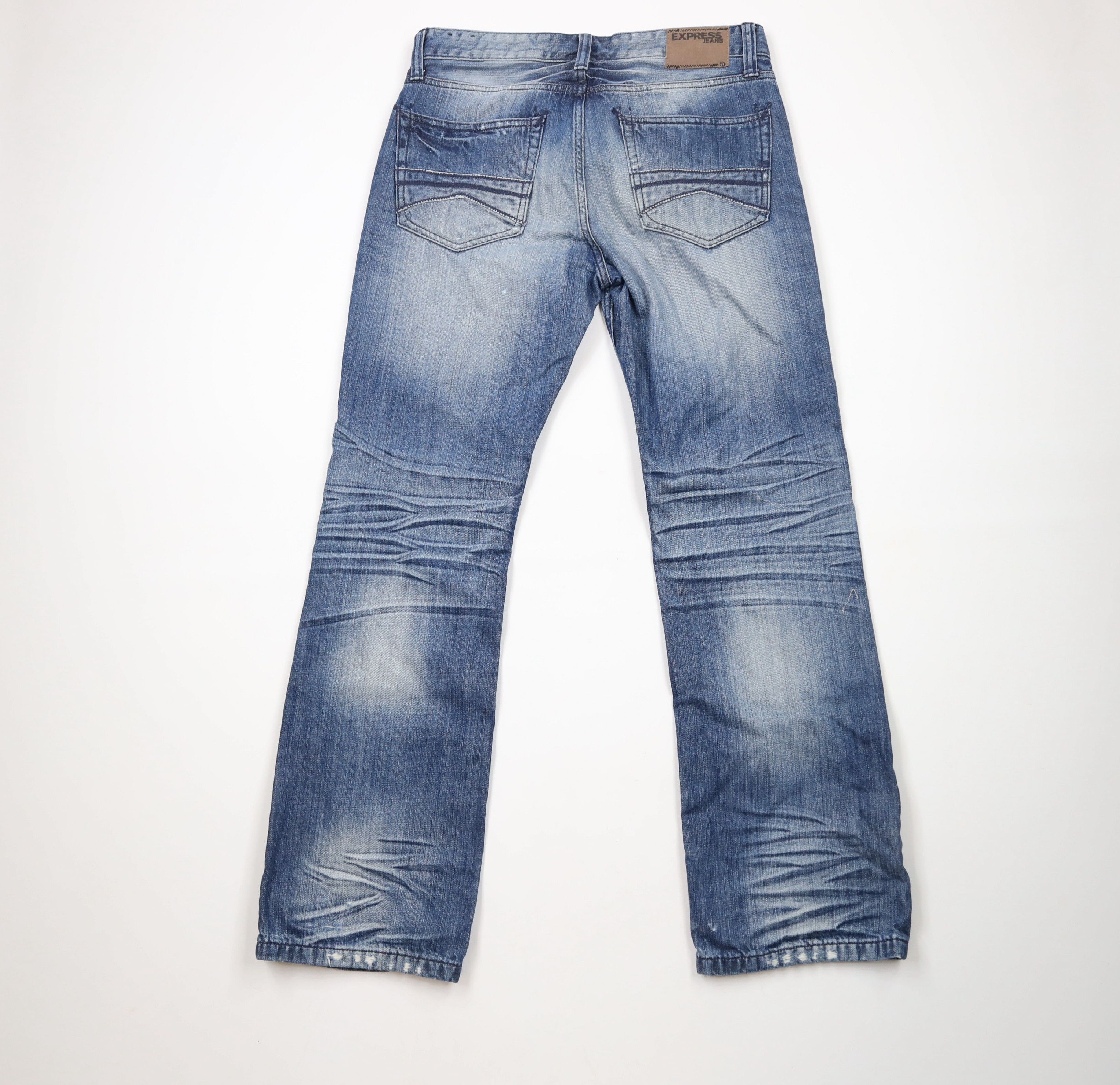 Express × Vintage Express Rocco Slim Fit Low Rise Boot Cut Denim Jeans Blue Size US 33 - 11 Thumbnail