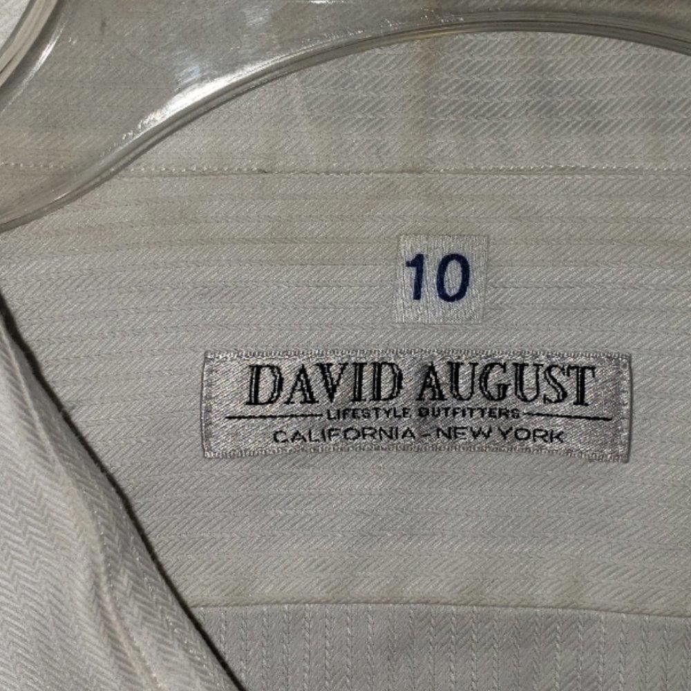 Designer CT355 David August White Long Sleeve Dress Shirt 10 Size 38R - 2 Thumbnail
