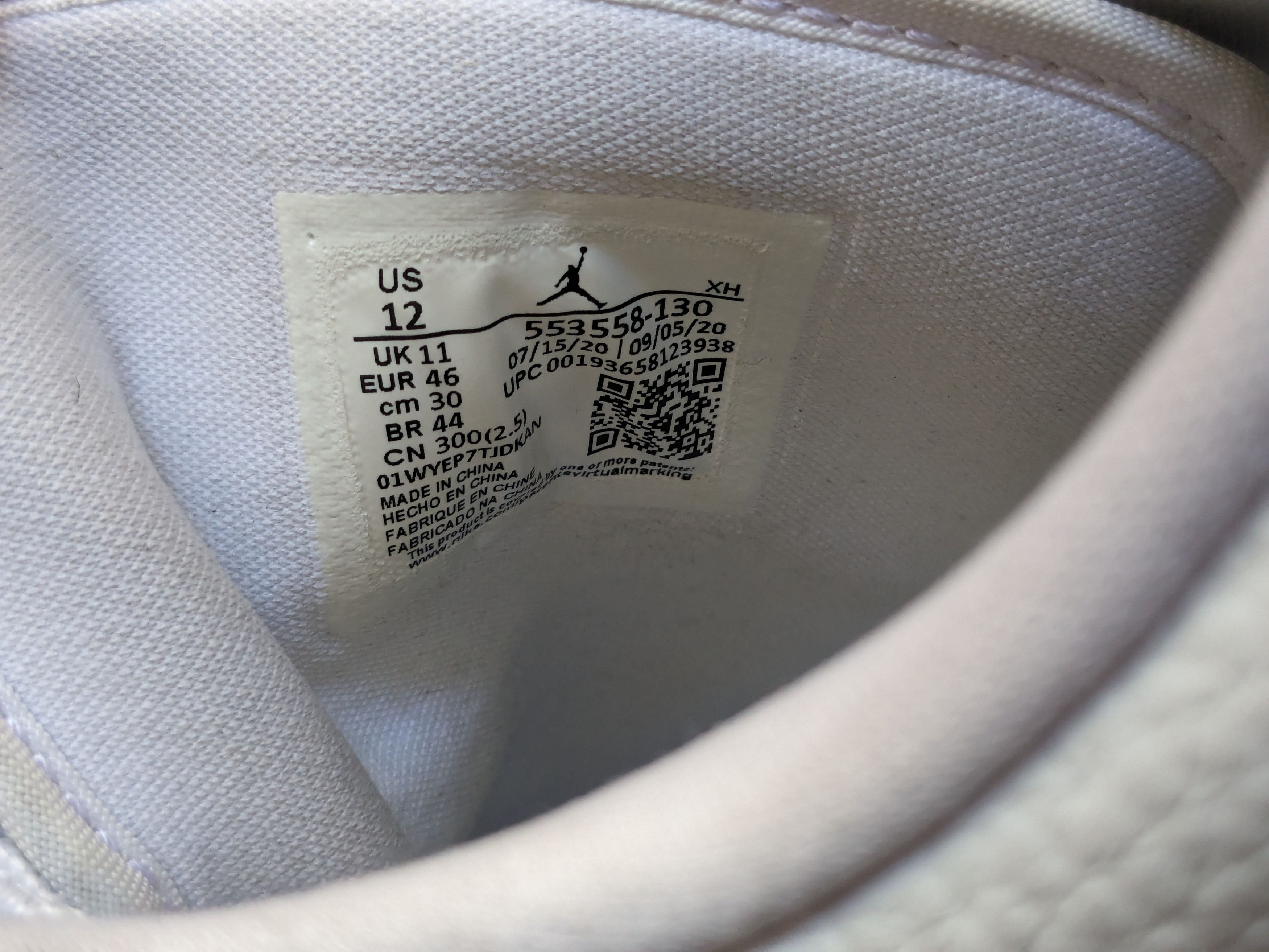 Jordan Brand × Nike Nike Air Jordan 1 Low Triple White 12 Leather 553558-130 Size US 12 / EU 45 - 7 Thumbnail