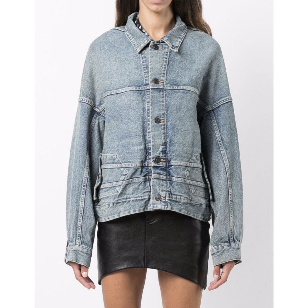 image of Balenciaga Upside Down Denim Jacket Size 38 in Blue, Women's