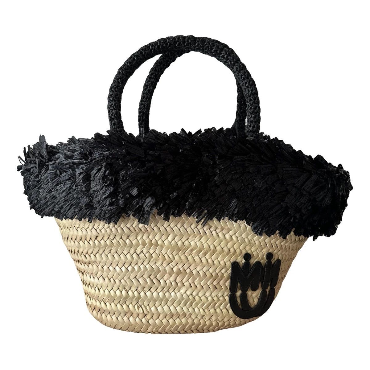 Miu Miu Wicker Straw Tote Basket Bag in Black Size ONE SIZE - 1 Thumbnail