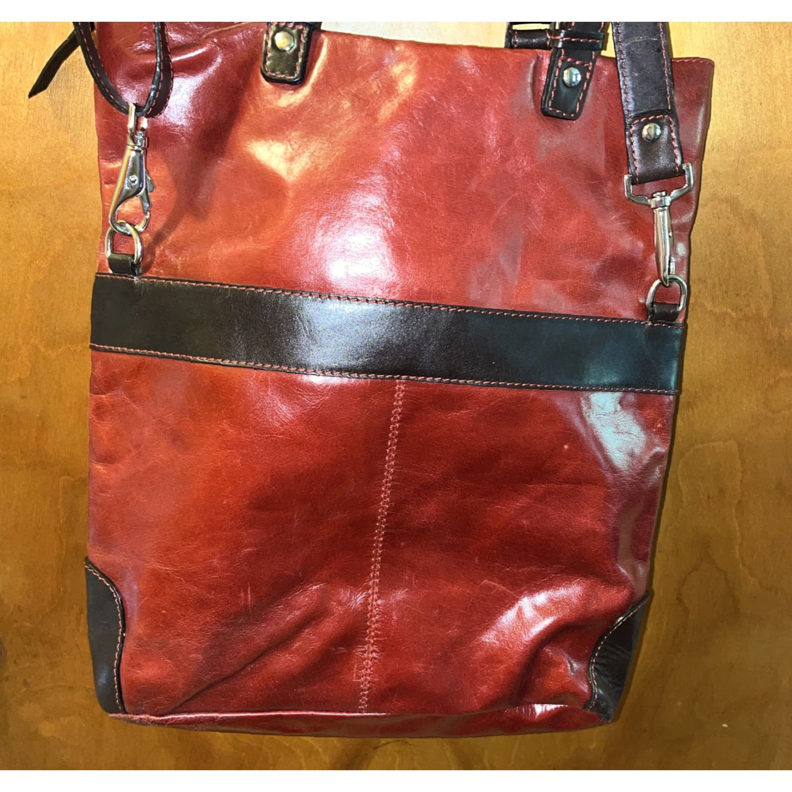Vintage VINTAGE Nino Bossi Women's Crossbody Bag Leather Burgundy Medium Casual Business Shoulder Purse 12x14in Size ONE SIZE - 7 Thumbnail