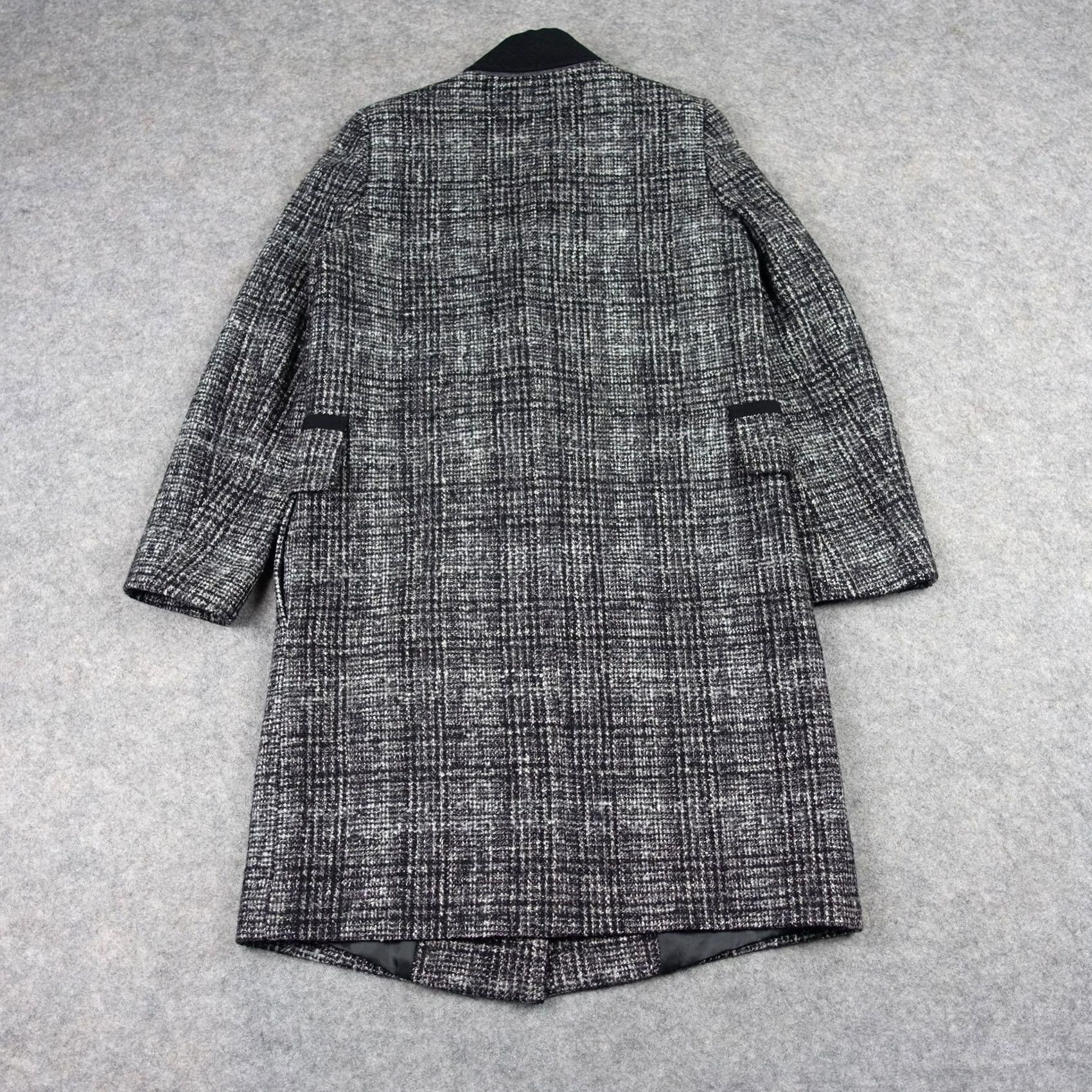 Vintage KL by LYNN Coat Womens Size 2 Black Gray Wool Blend Tweed Plaid Winter Overcoat Size XS / US 0-2 / IT 36-38 - 6 Thumbnail