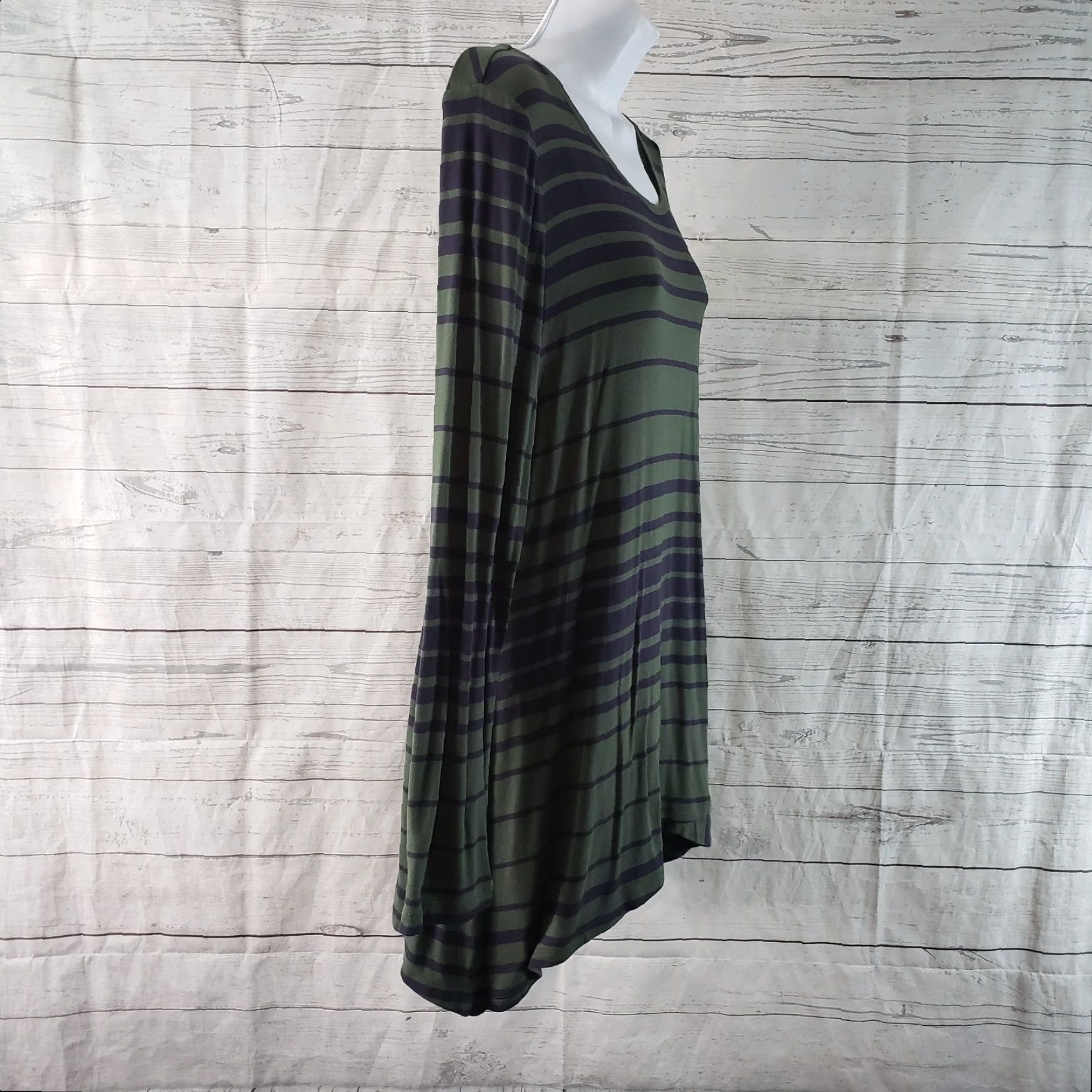 Vintage LOGO by Lori Goldstein Womens Tunic Top Sz M Blue Green Stripe Long Sleeve Shirt Blouse Category Tunic Mens Womens Size M / US 6-8 / IT 42-44 - 3 Thumbnail