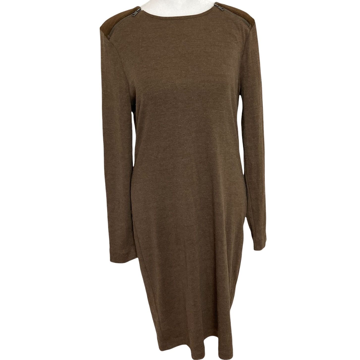 Lauren Ralph Lauren × Ralph Lauren Vtg LRL Mocha Cotton Dress M Quilted Shoulder Zip detail Size M / US 6-8 / IT 42-44 - 1 Thumbnail