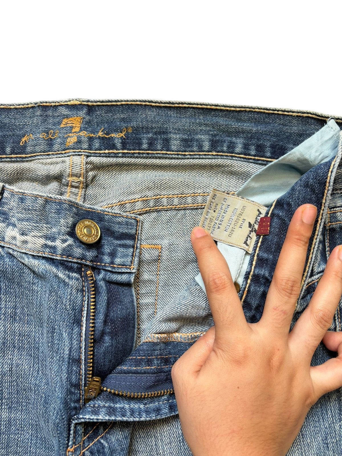 7 For All Mankind Vintage 7 For All Mankind Faded Wash Distress Flare Jeans Size 29" - 5 Thumbnail