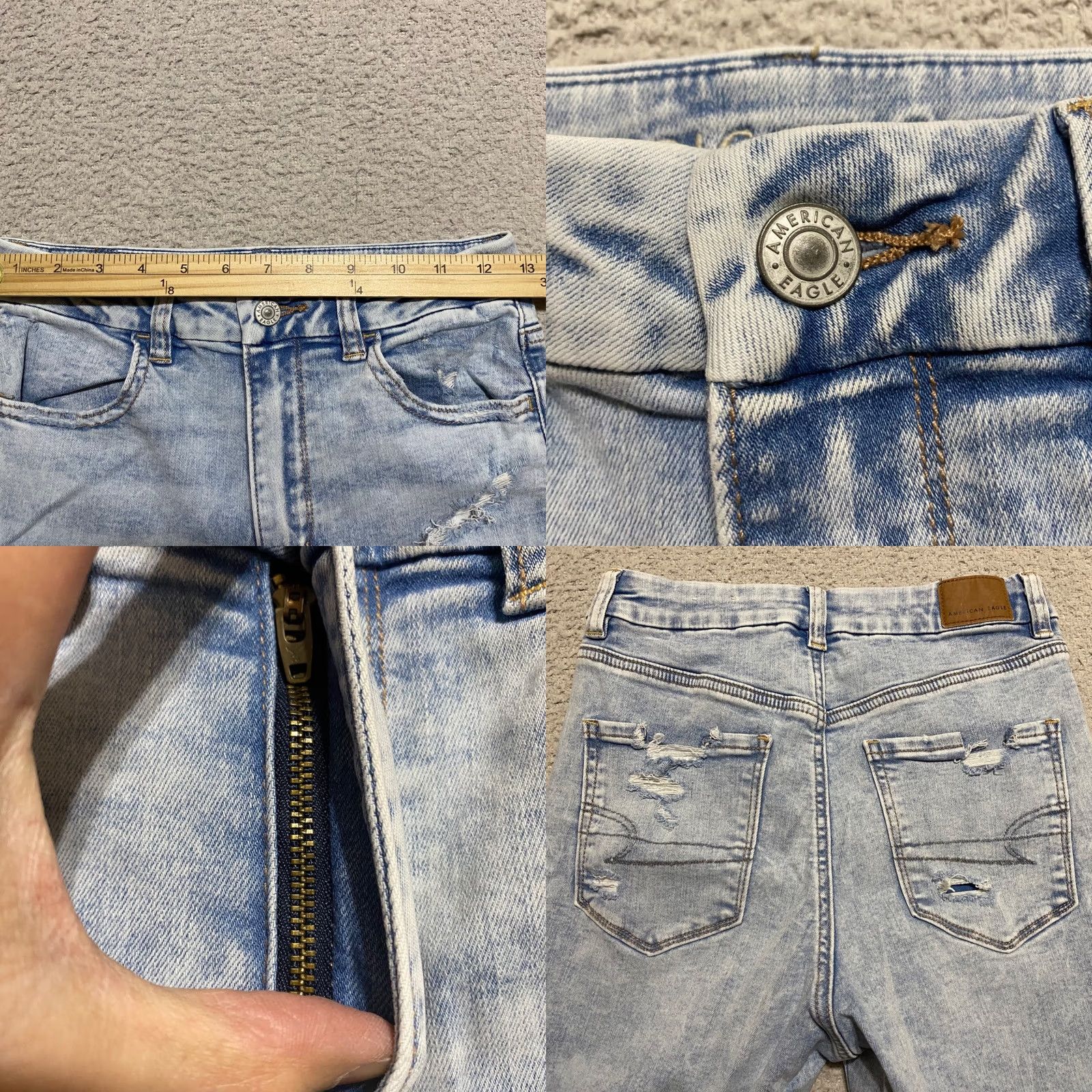 American Eagle Outfitters American Eagle Outfitters Womens Jeans Blue Distressed High Rise Jegging 6P Petites XS? Size 28" / US 6 / IT 42 - 8 Thumbnail