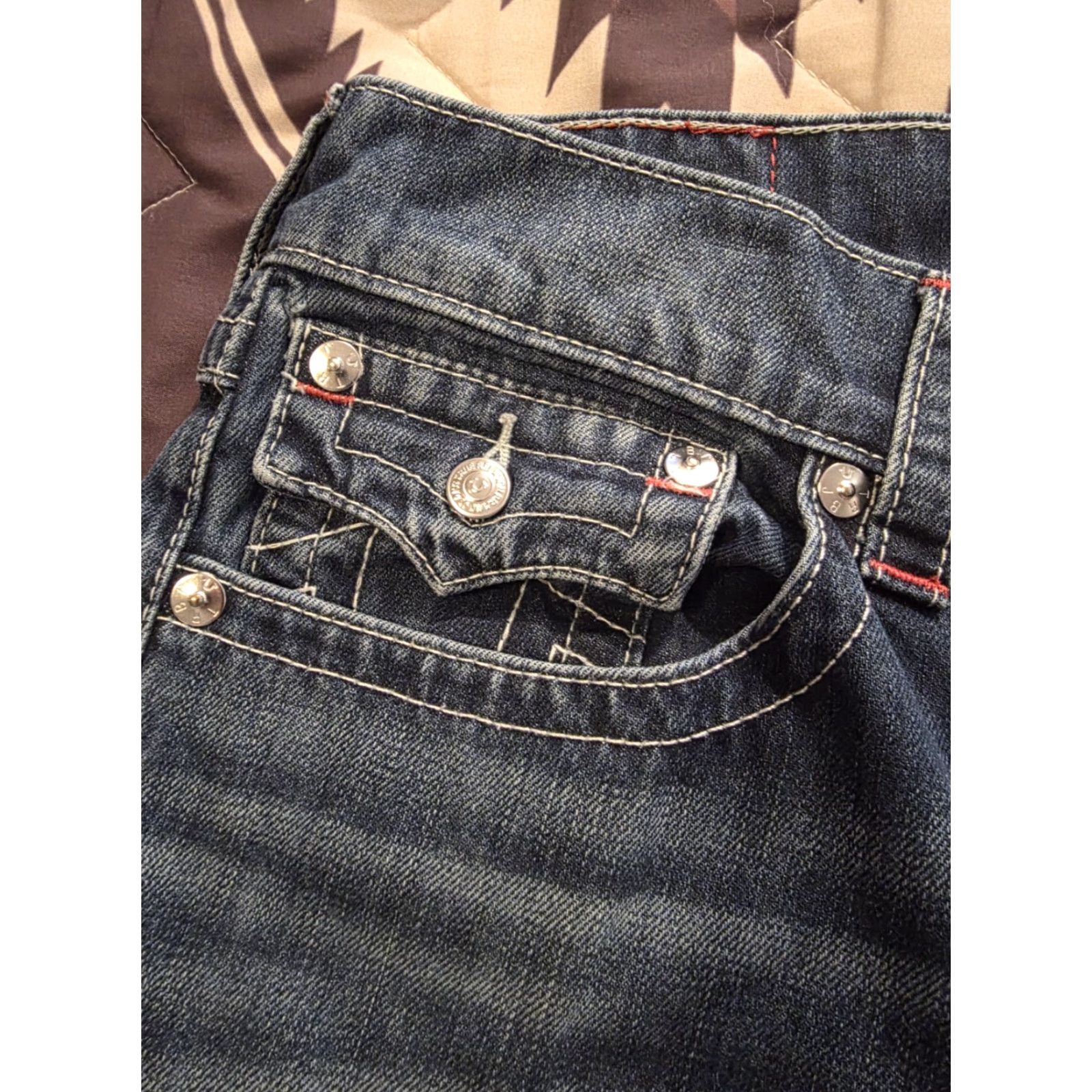 True Religion True Religion Jeans Men's Size 34 Straight Flap Pocket Blue NICE EUC Size US 35 - 6 Thumbnail