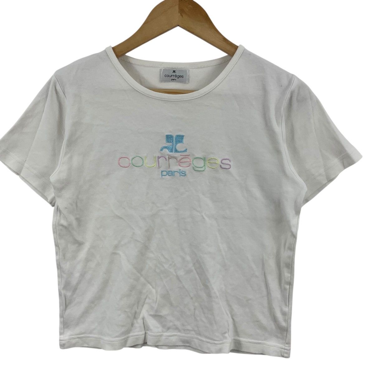 Courreges Vintage COURREGES PARIS Embroidered Logo Tee Shirt Top Size S / US 4 / IT 40 - 4 Thumbnail