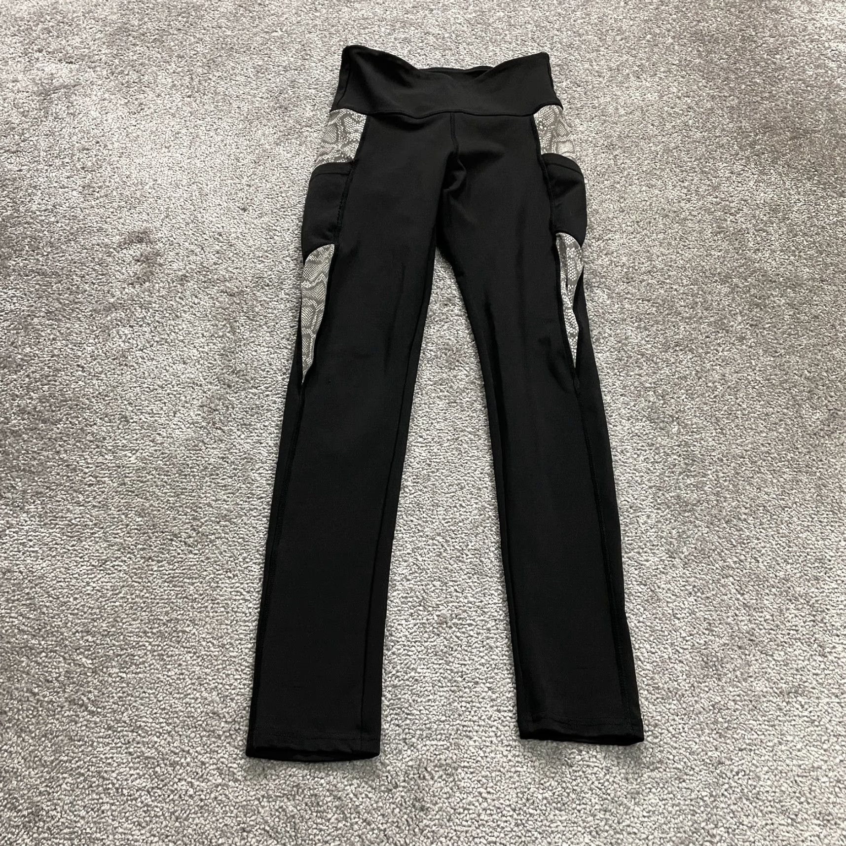 Vintage BSP Compression Leggings Womens Small Black Snake Mid Rise Active Gym Yoga 24x27 Size 28" / US 6 / IT 42 - 3 Thumbnail